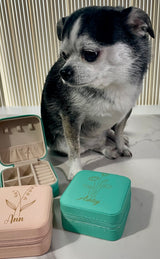 Birth Flower and Name Custom Laser-Engraved Travel Jewelry Box - Compact Square Earring Organizer, Ideal Bridesmaid Gifts for Sister or Friend - MRSBYVALLE