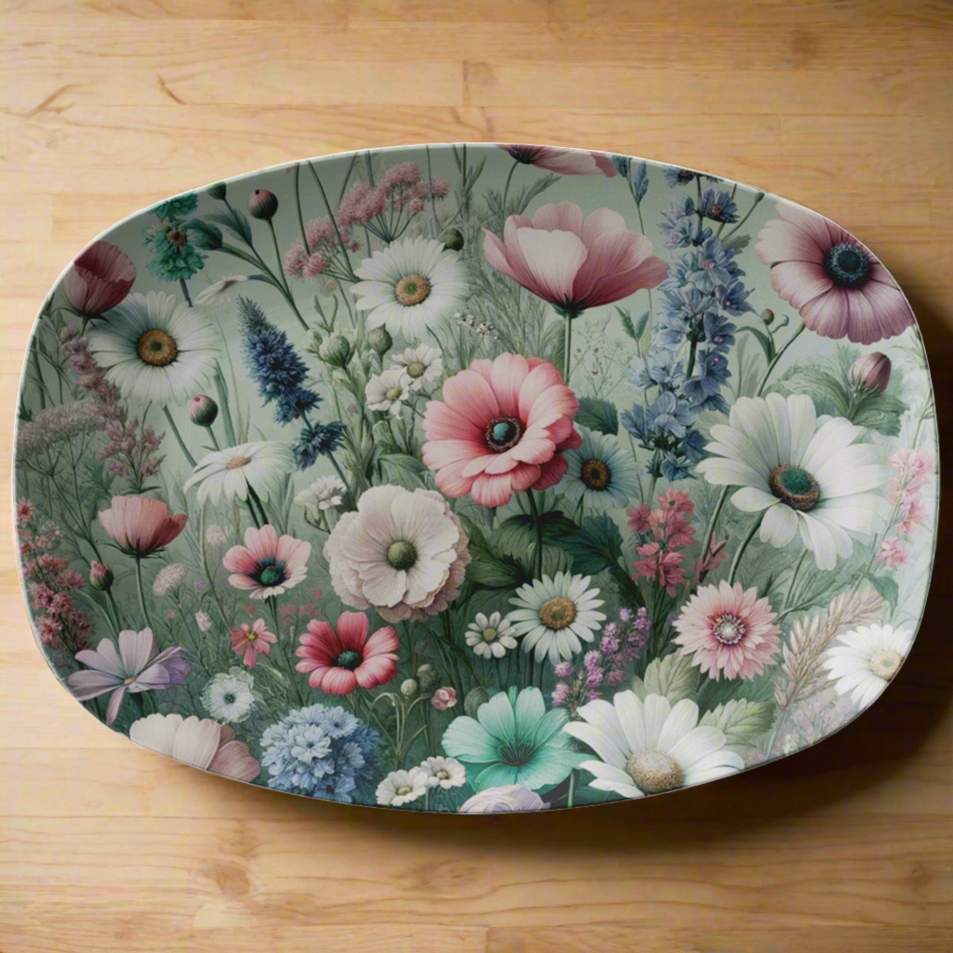 Garden Splendor Elegant 10x14" Floral Platter for Graceful Entertaining Durable & Stylish Serving Piece for Every Occasion - MRSBYVALLE