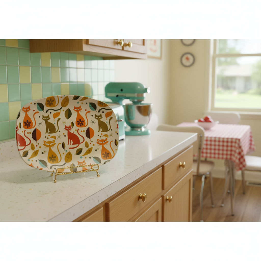 Fall Atomic Kitty Platter, Perfect for Holidays and Housewarming