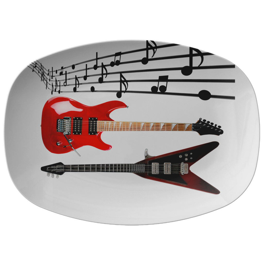 Guitar & Music Notes 10x14 Platter – Durable Decorative Serving Tray, Perfect for Musicians & Music Lovers