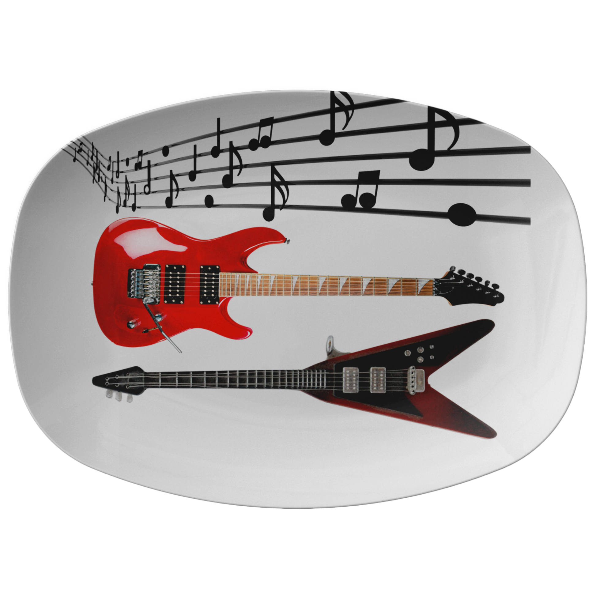 Guitar & Music Notes 10x14 Platter – Durable Decorative Serving Tray, Perfect for Musicians & Music Lovers