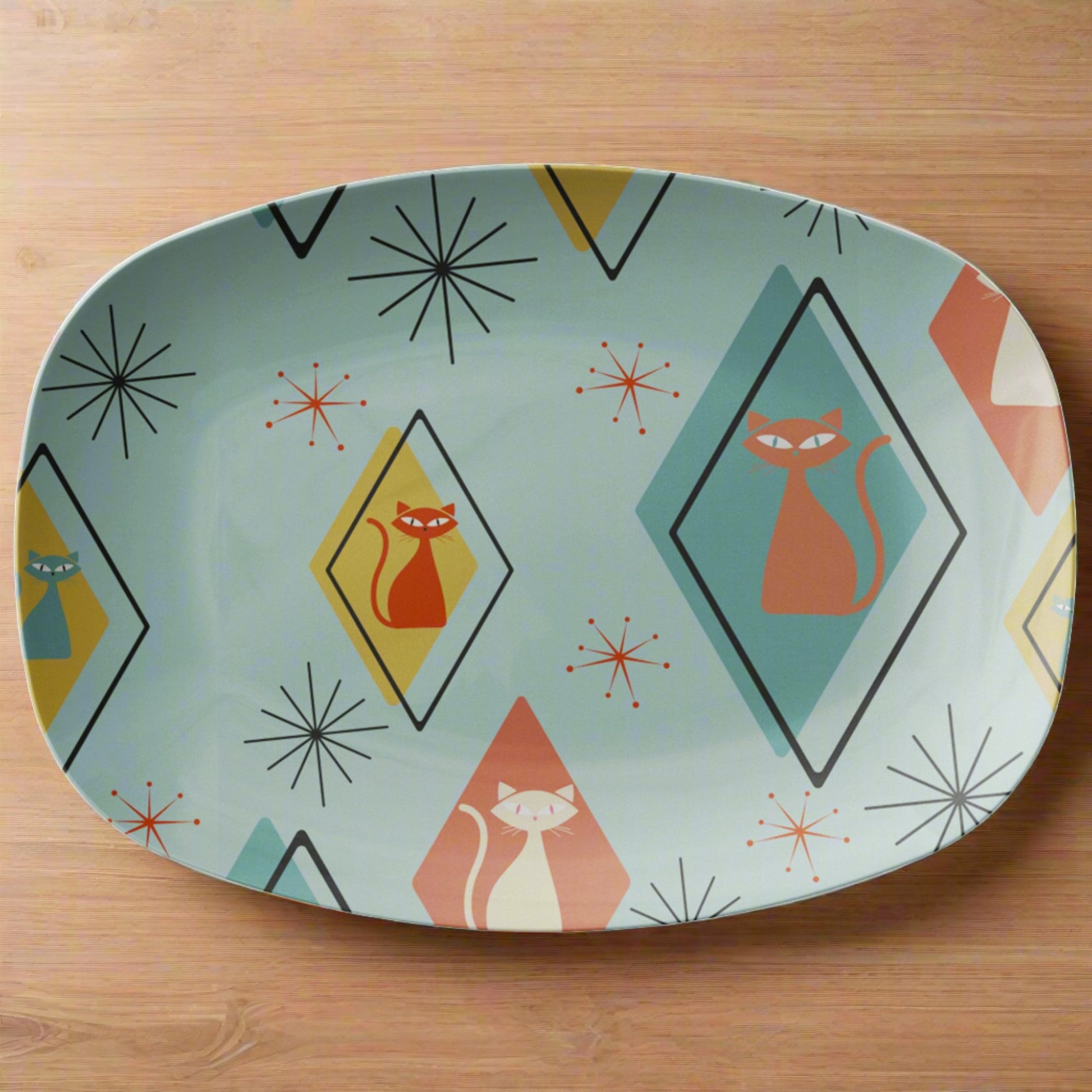 Housewarming Atomic Kitty Cat, Mid Century Modern 50's MCM Kitchen Party Platter Housewarming Gift for Mom - MRSBYVALLE