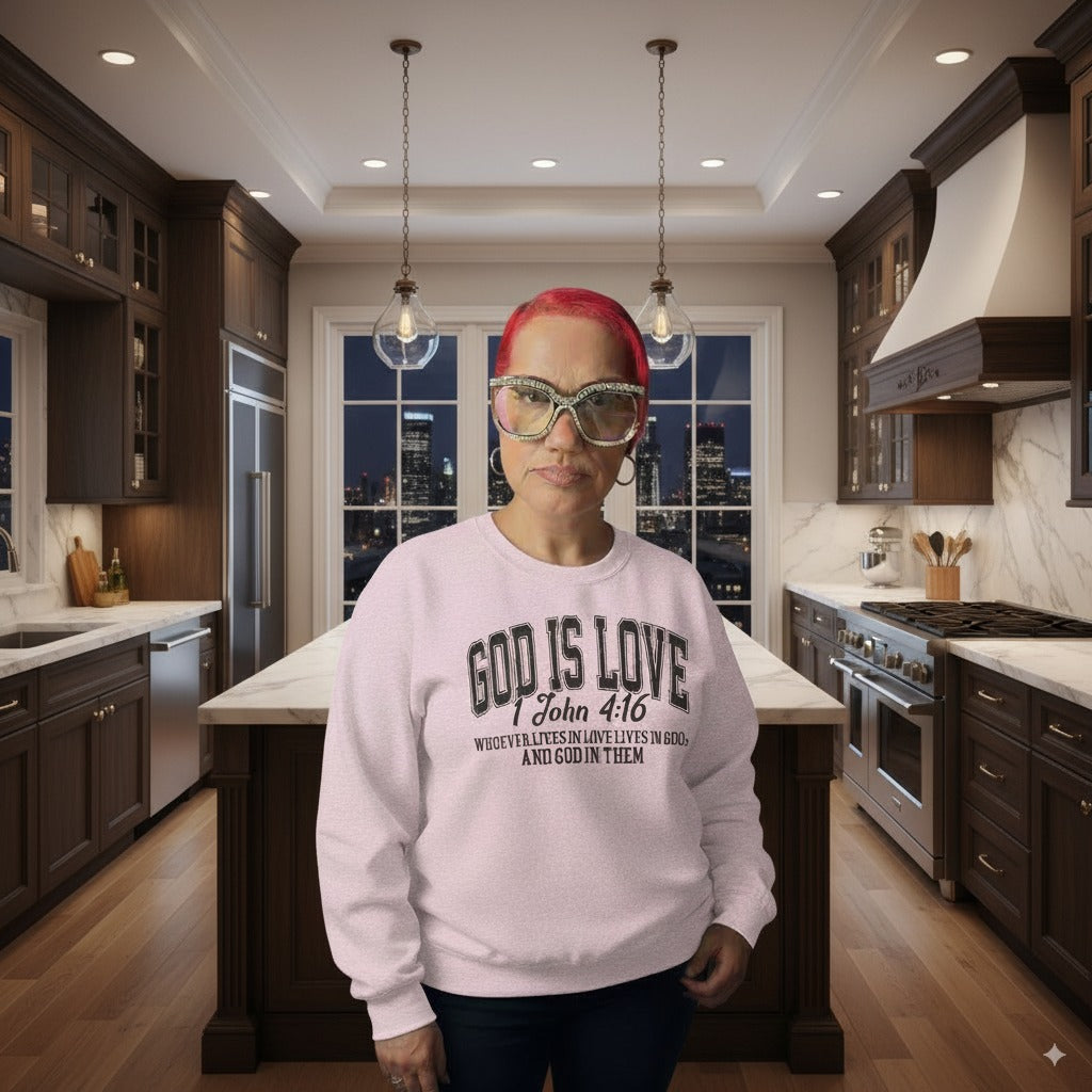 God Is Love Sweatshirt | 1 John 4:16 Bible Verse Christian Apparel | Faith-Based Unisex Crewneck | Inspirational Religious Gift Christians