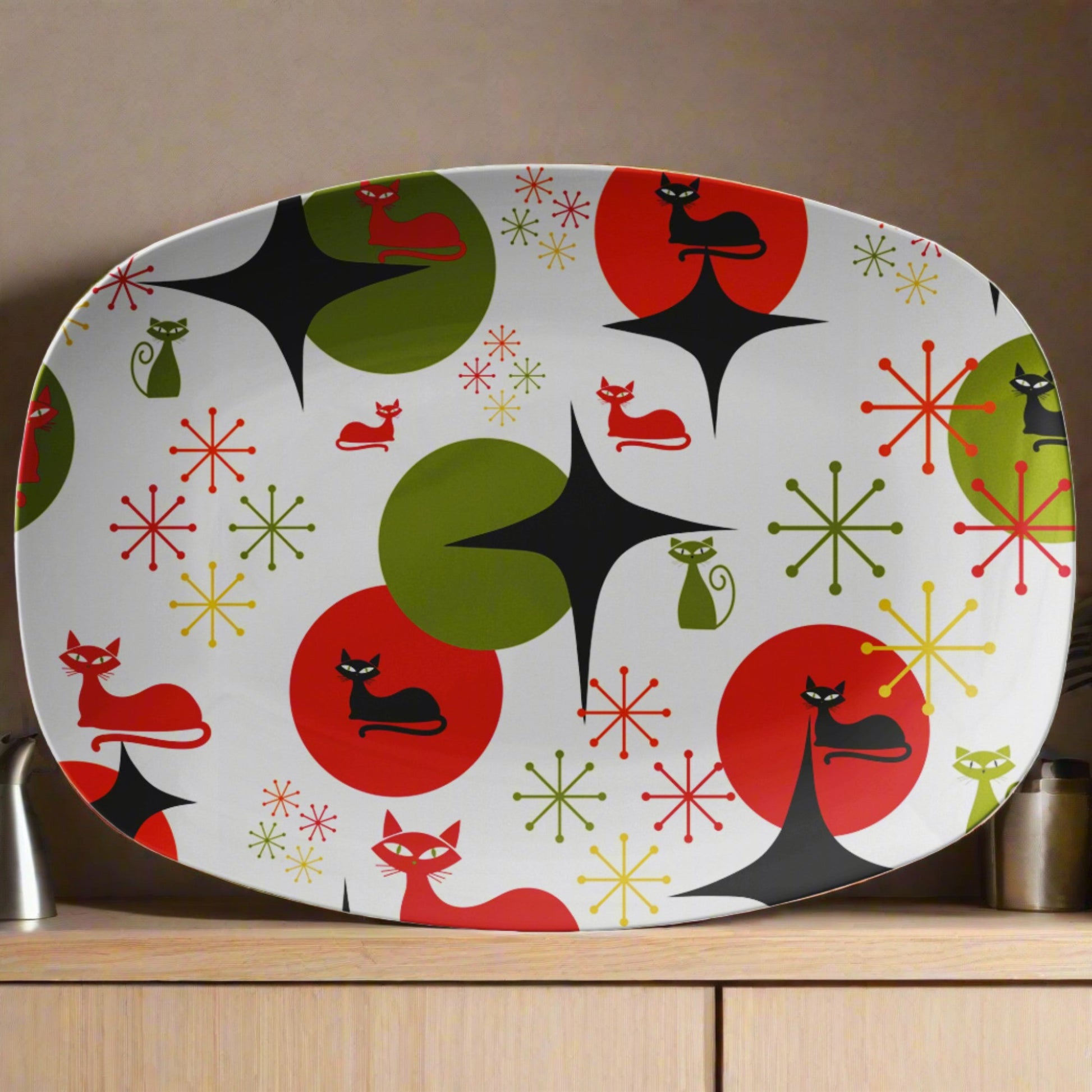 New House Platter Atomic Kitty Mid Century Modern 50's MCM Kitchen Party Platter Housewarming Gift for Mom - MRSBYVALLE