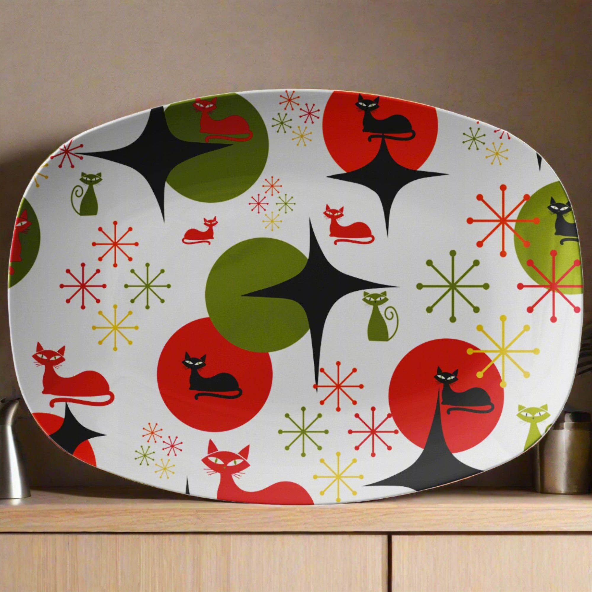 New House Platter Atomic Kitty Mid Century Modern 50's MCM Kitchen Party Platter Housewarming Gift for Mom - MRSBYVALLE