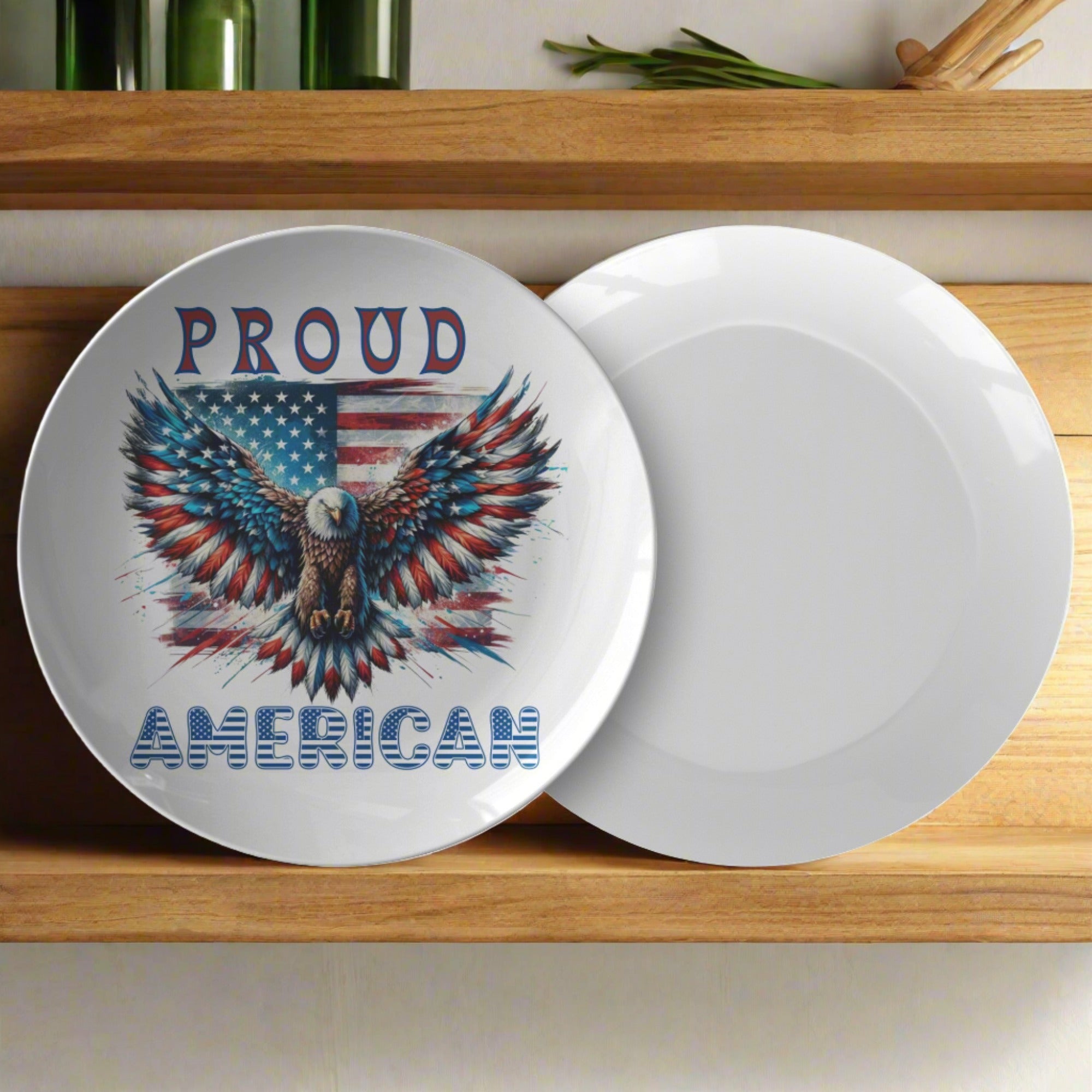 Patriotic American Flag and Eagle 10-Inch Plate – Celebrate Freedom with Stunning USA Symbol! Perfect for Dining, Decor, and Proud Americans. Durable, High-Quality Ceramic Plate - MRSBYVALLE