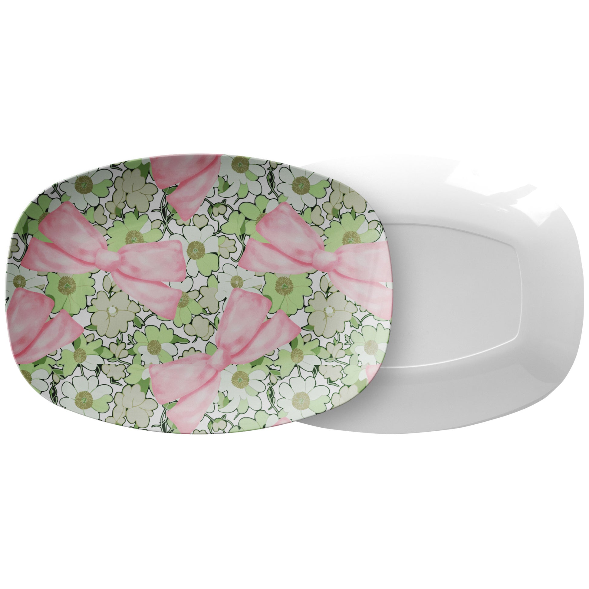 Pink Bows and Mint Platter (10x14) – A Unique Handmade Souvenir, Perfect Kitchen Gift & Americana Decor for Travel Enthusiasts Gift for Mom