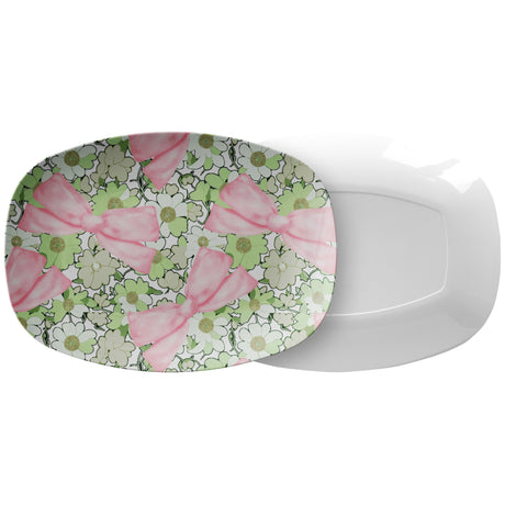 Pink Bows and Mint Platter (10x14) – A Unique Handmade Souvenir, Perfect Kitchen Gift & Americana Decor for Travel Enthusiasts Gift for Mom