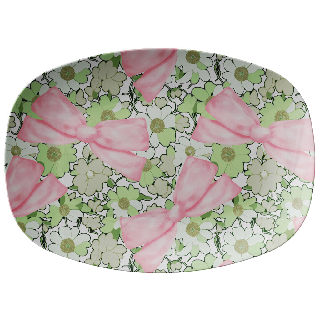 Pink Bows and Mint Platter (10x14) – A Unique Handmade Souvenir, Perfect Kitchen Gift & Americana Decor for Travel Enthusiasts Gift for Mom