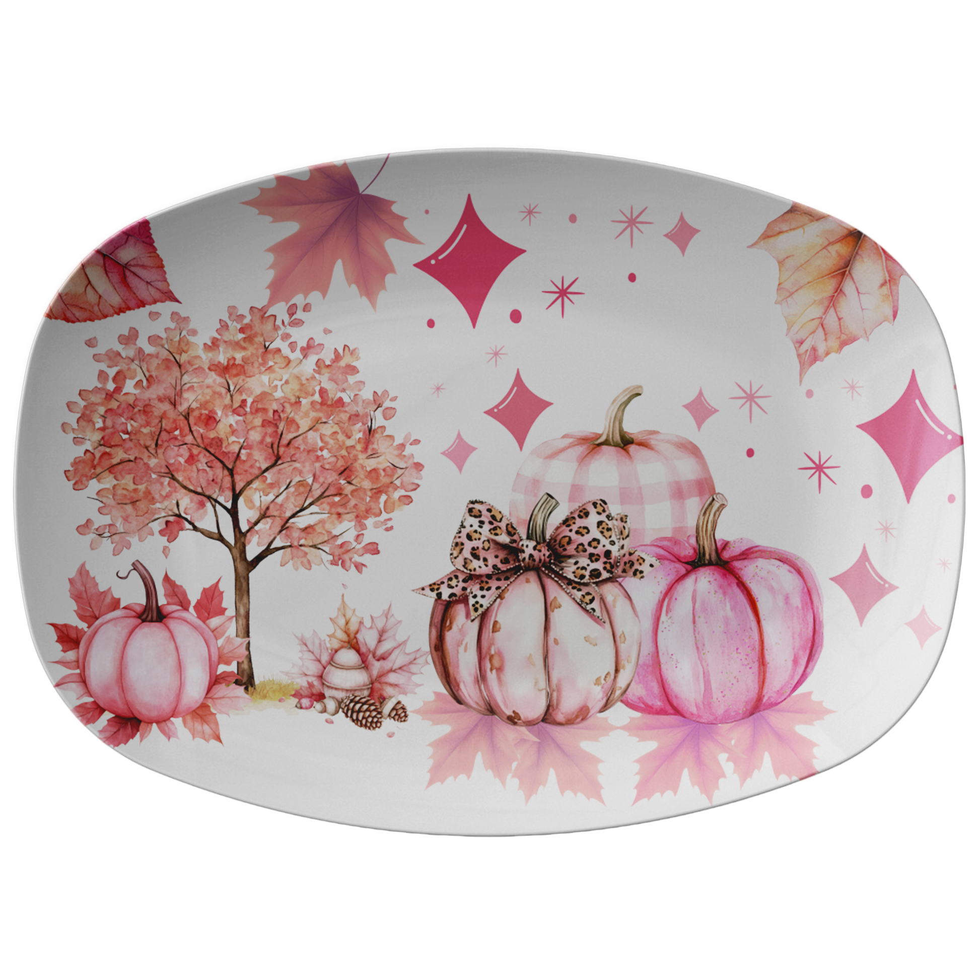Pink Pumpkins with Pink Fall Leaves – Blush Autumn Decor, Farmhouse Chic Accent for Kitchen, Dining  Entryway, Elegant Seasonal Style, Thanksgiving