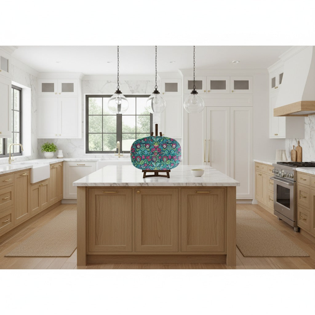 Pink and Green Kashubian Folk Art Polish Platter Handcrafted 10x14 Serving Tray