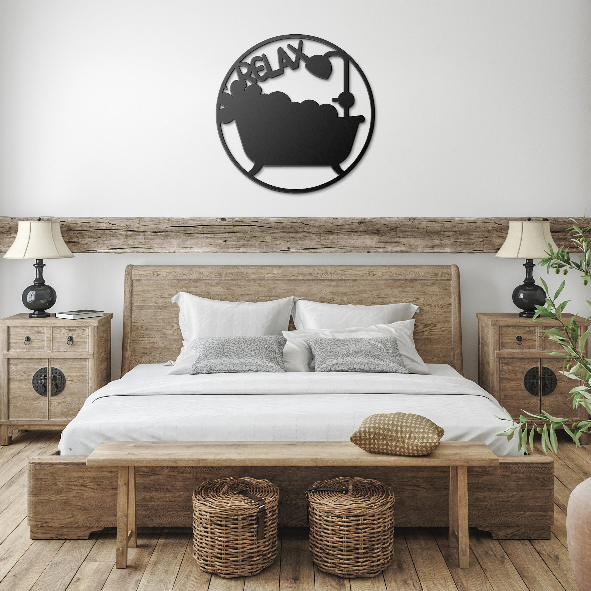 Relax Bathtub Metal Sign: 18 Gauge Steel Wall Art for Bathroom Decor Elegant, Rustic Bath Time Accent - MRSBYVALLE