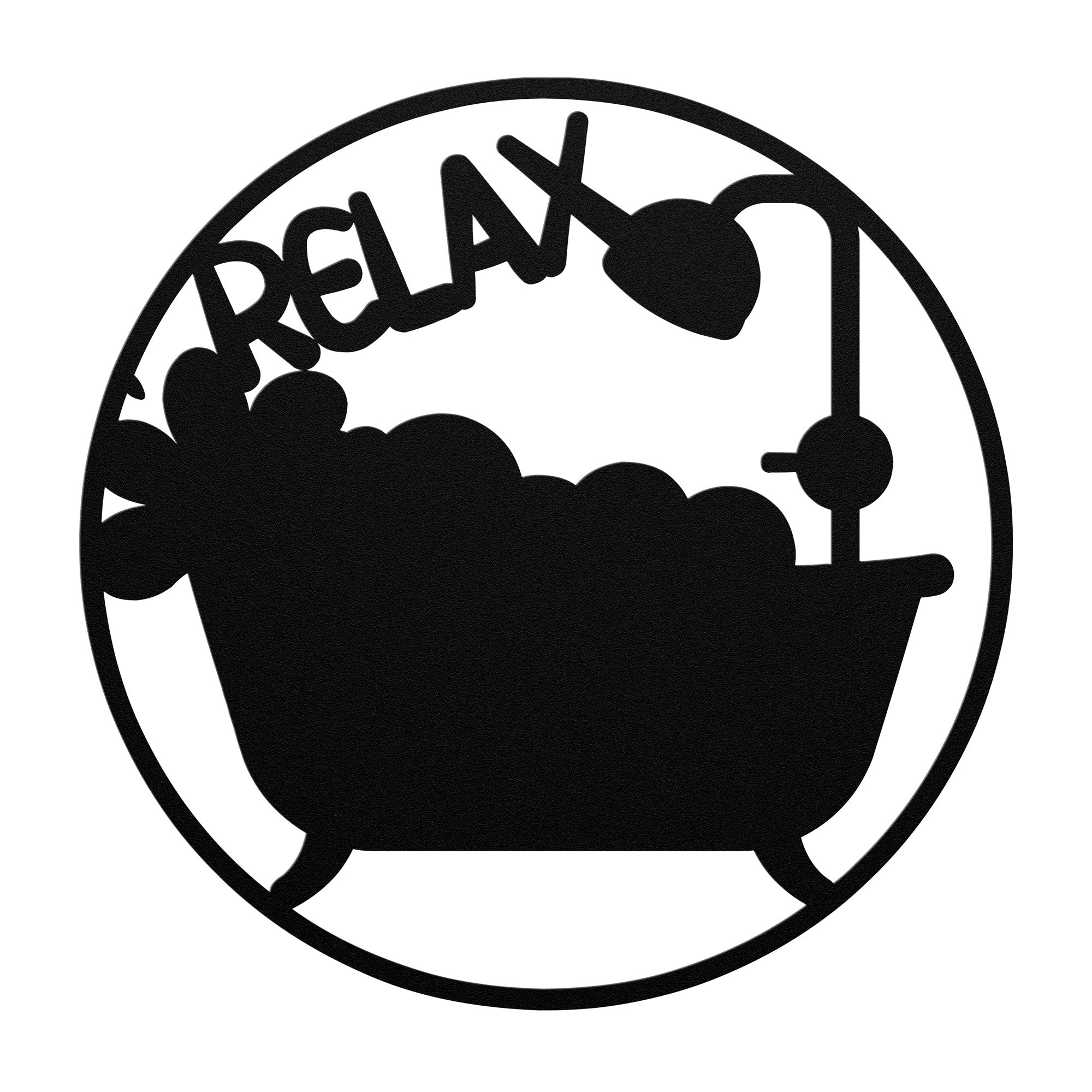 Relax Bathtub Metal Sign: 18 Gauge Steel Wall Art for Bathroom Decor Elegant, Rustic Bath Time Accent - MRSBYVALLE