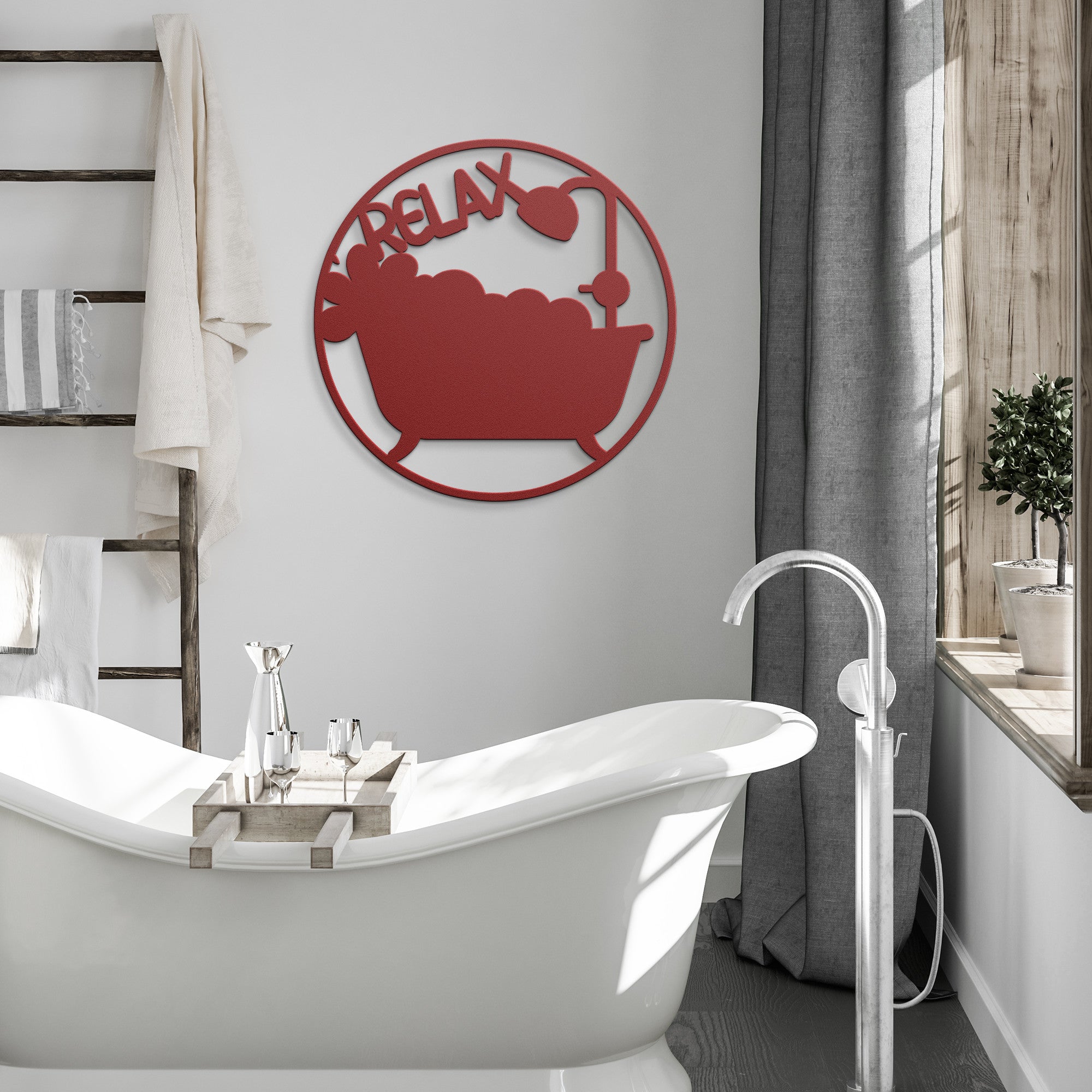 Relax Bathtub Metal Sign: 18 Gauge Steel Wall Art for Bathroom Decor Elegant, Rustic Bath Time Accent - MRSBYVALLE