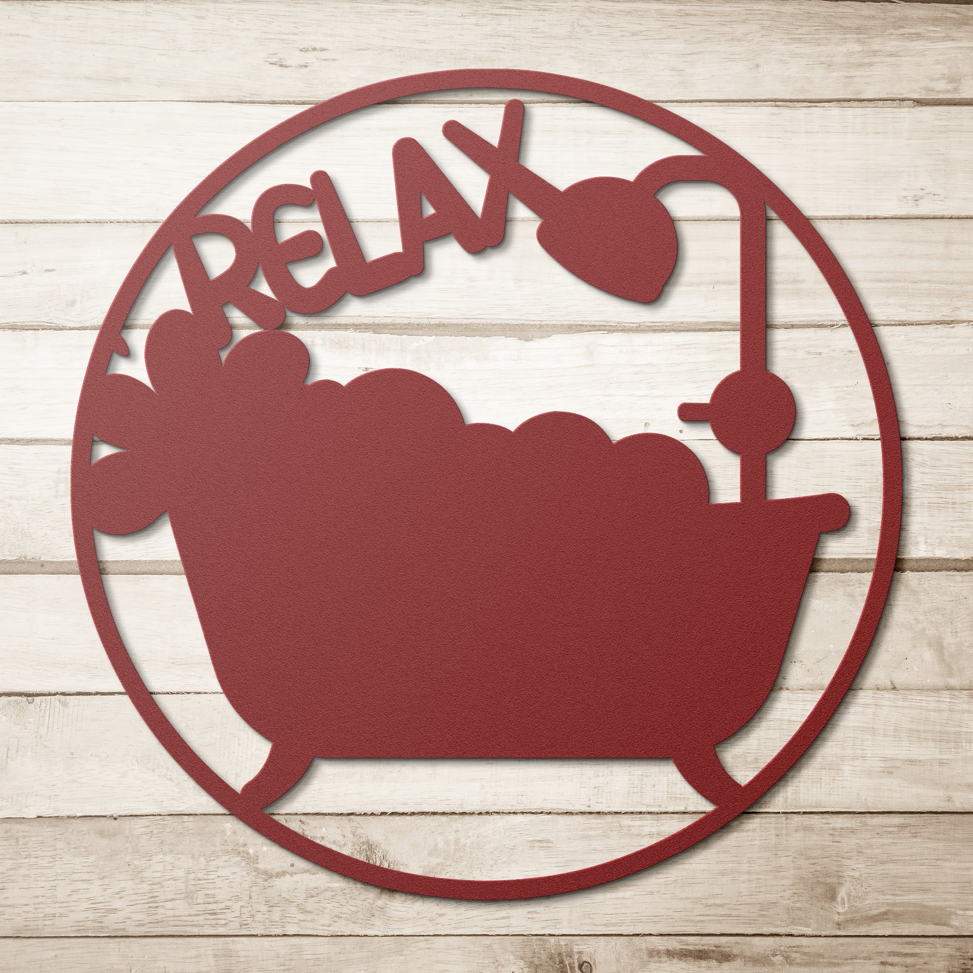Relax Bathtub Metal Sign: 18 Gauge Steel Wall Art for Bathroom Decor Elegant, Rustic Bath Time Accent - MRSBYVALLE