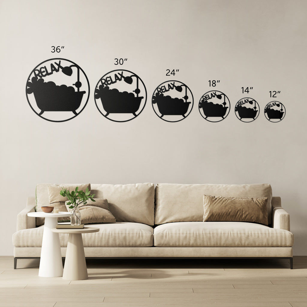 Relax Bathtub Metal Sign: 18 Gauge Steel Wall Art for Bathroom Decor Elegant, Rustic Bath Time Accent - MRSBYVALLE