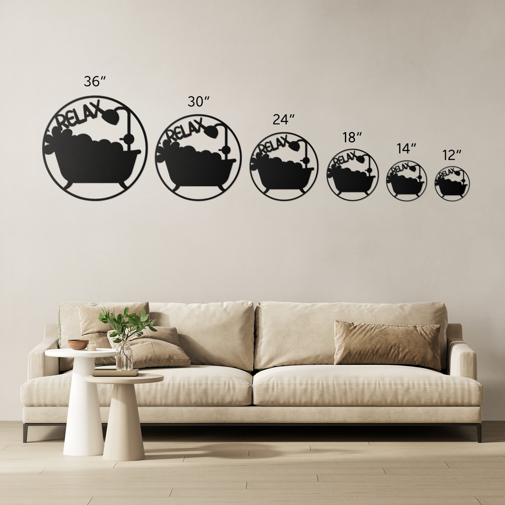 Relax Bathtub Metal Sign: 18 Gauge Steel Wall Art for Bathroom Decor Elegant, Rustic Bath Time Accent - MRSBYVALLE
