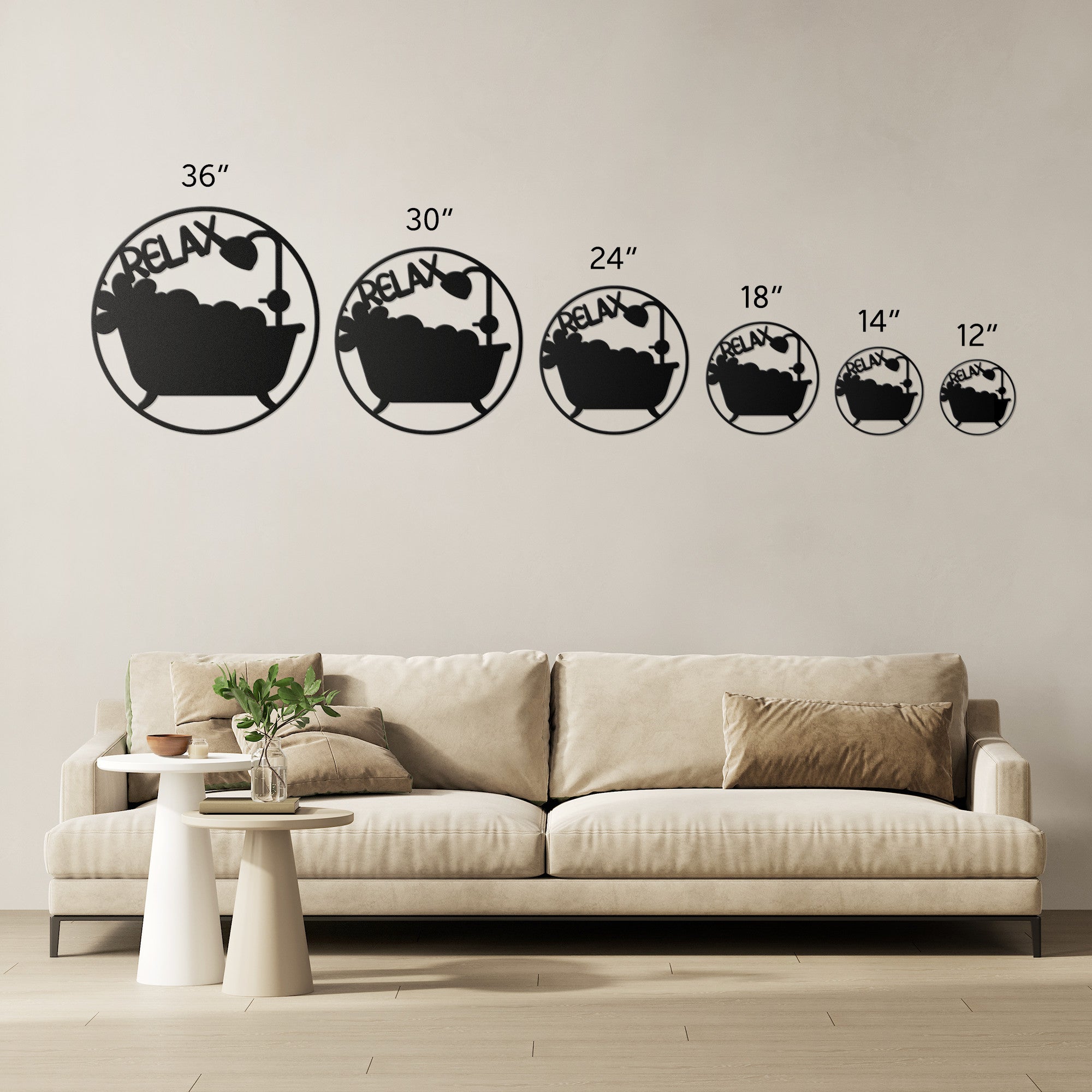 Relax Bathtub Metal Sign: 18 Gauge Steel Wall Art for Bathroom Decor Elegant, Rustic Bath Time Accent - MRSBYVALLE