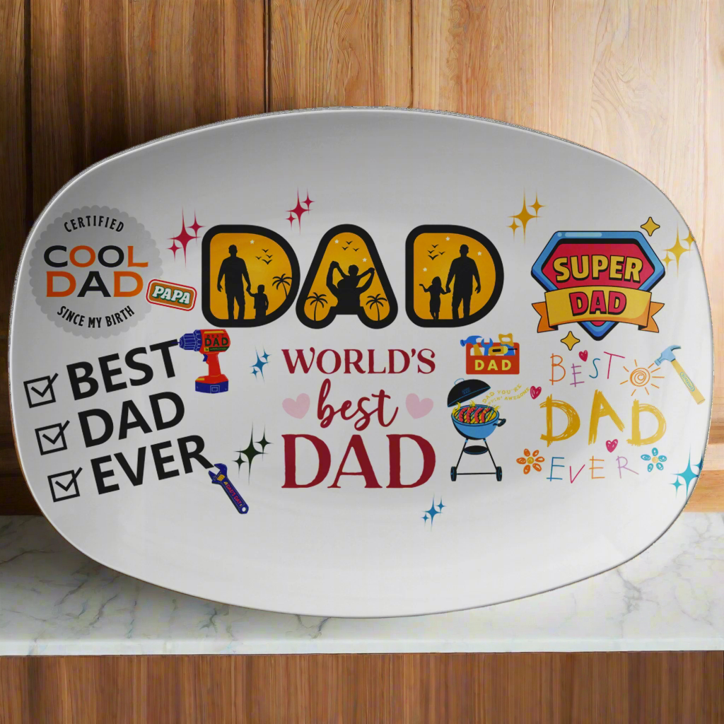 Super Dad 10x14 Platter  BPA-Free, Durable  Stylish Tray for Father’s Day, Perfect for Snacks, BBQs, or Display, Easy to Clean & Long-Lasting