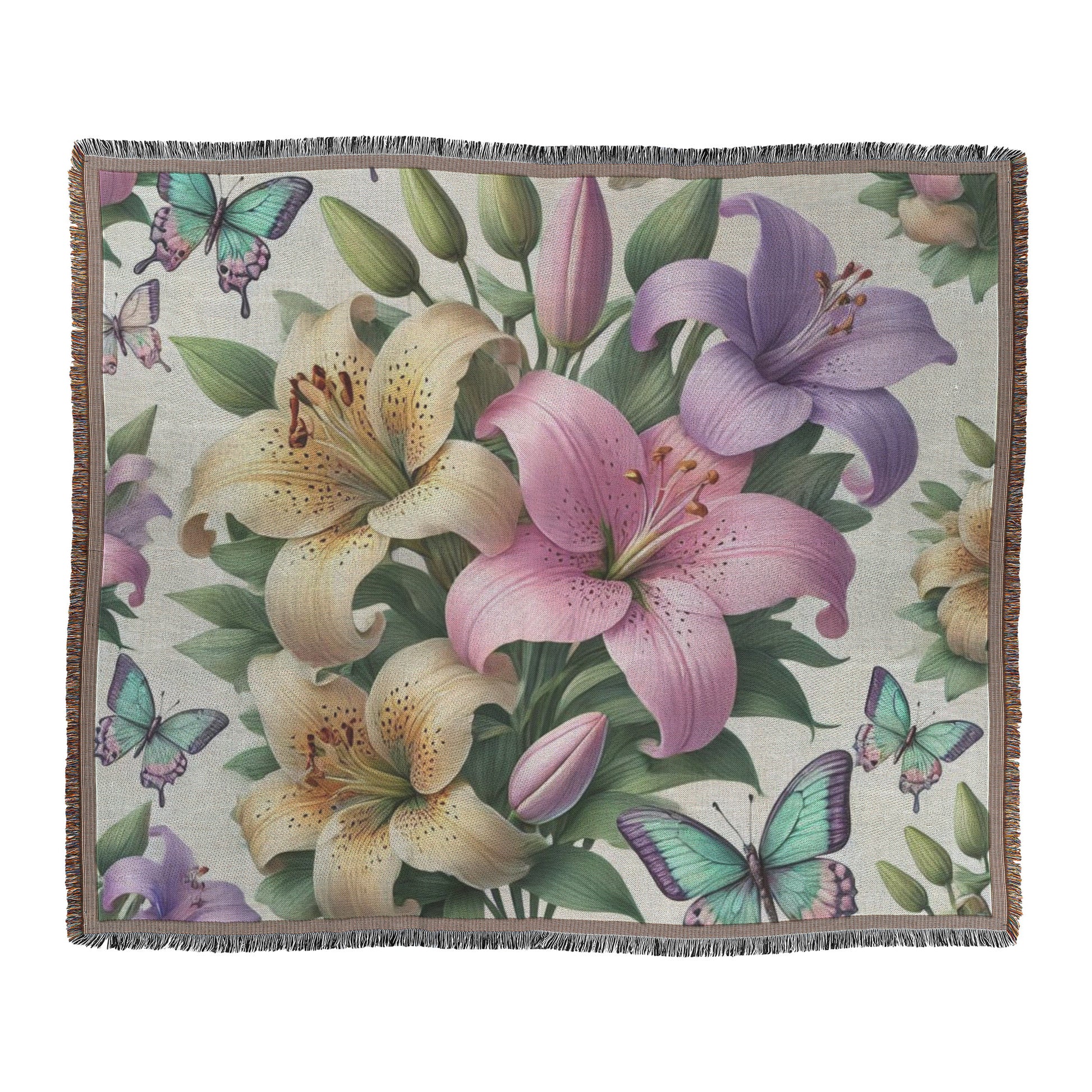 Tiger Lily Floral Woven Blanket 50x60 - Ultra Soft and Cozy Throw Blanket for Home Decor | Perfect for Couch, Bed, and Outdoor Use | Stylish and Durable Woven Design - MRSBYVALLE