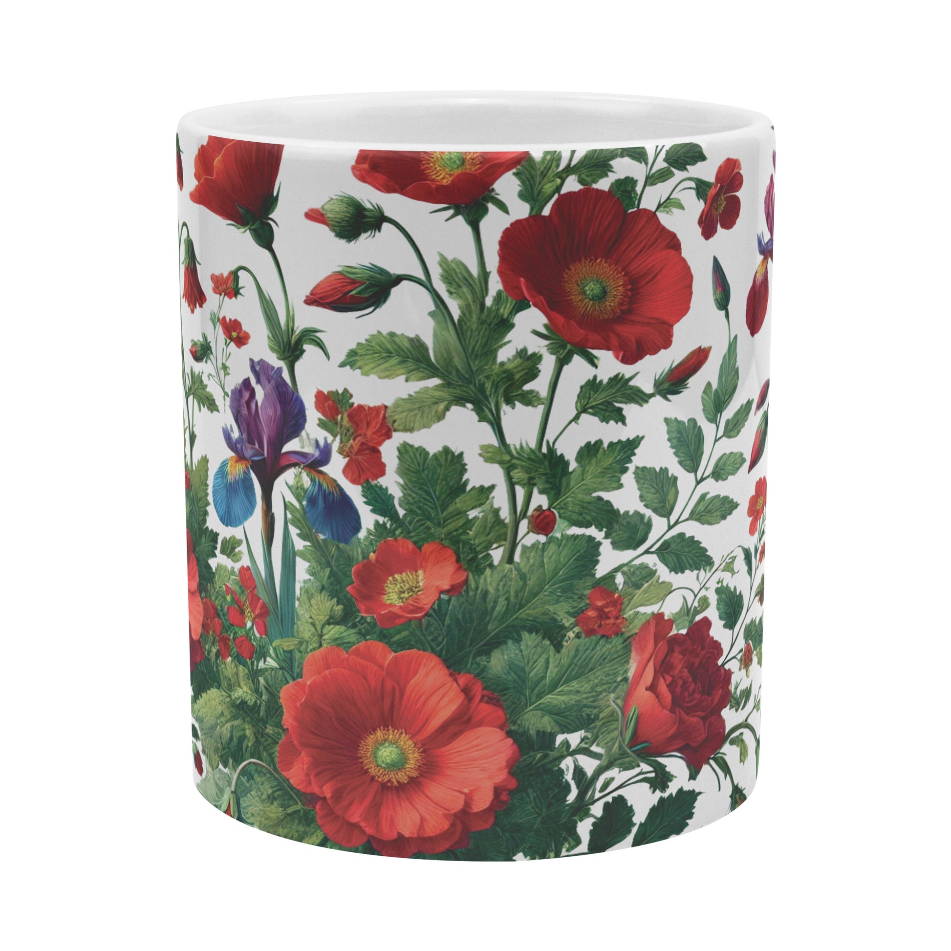 Vibrant Red Flowers 20oz Mug – Perfect for Coffee, Hot Chocolate, or Tea Bold Floral Design for a Cozy, Relaxing Sip Every Time - MRSBYVALLE