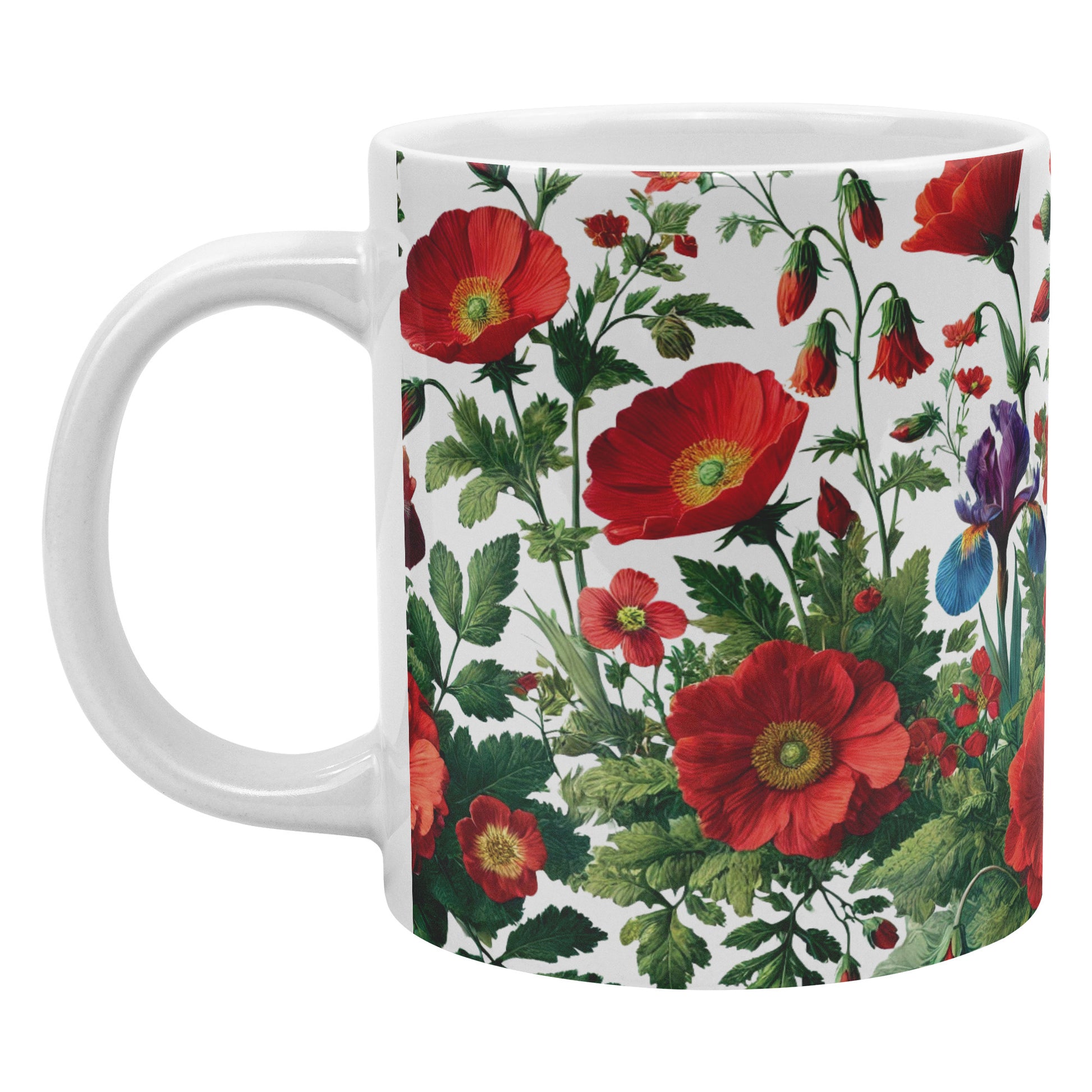Vibrant Red Flowers 20oz Mug – Perfect for Coffee, Hot Chocolate, or Tea Bold Floral Design for a Cozy, Relaxing Sip Every Time - MRSBYVALLE