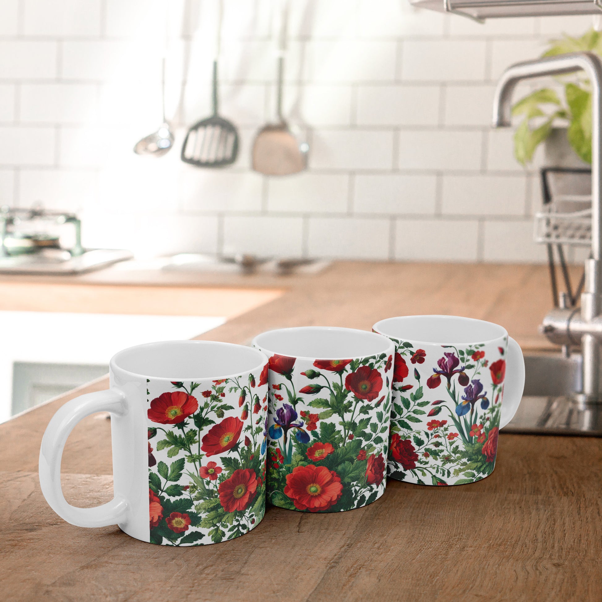 Vibrant Red Flowers 20oz Mug – Perfect for Coffee, Hot Chocolate, or Tea Bold Floral Design for a Cozy, Relaxing Sip Every Time - MRSBYVALLE