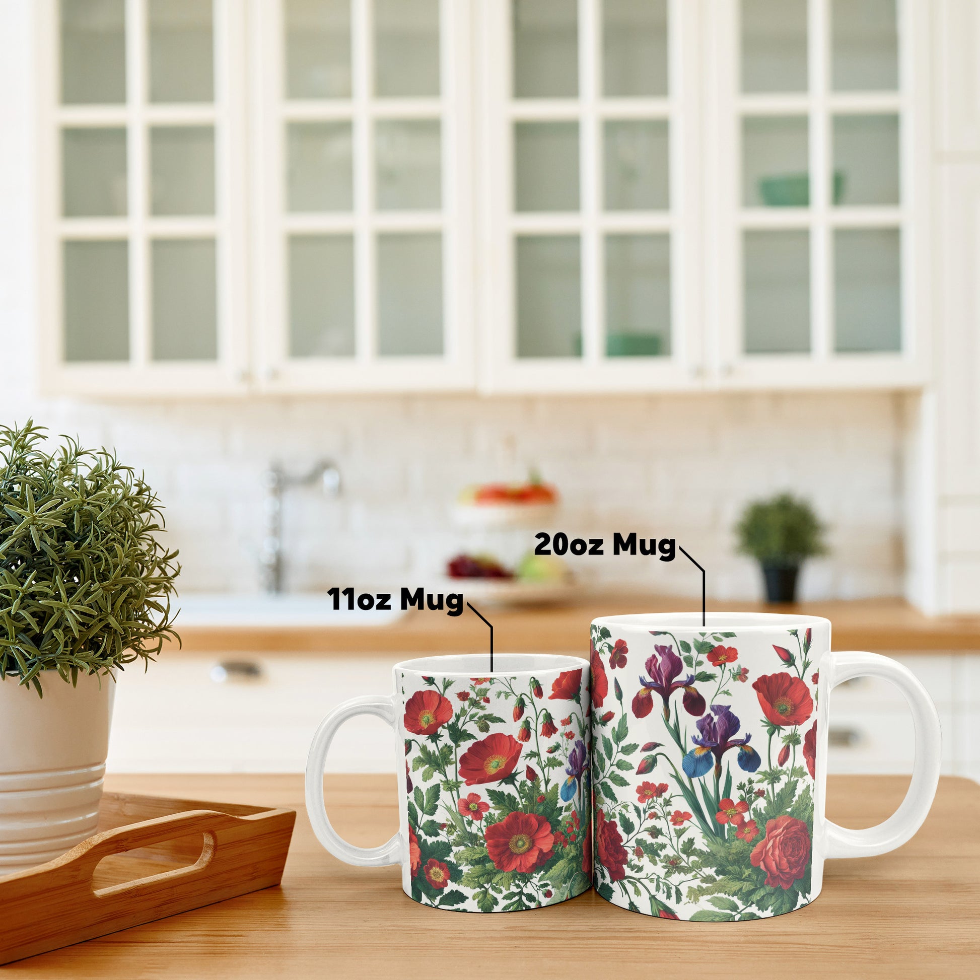 Vibrant Red Flowers 20oz Mug – Perfect for Coffee, Hot Chocolate, or Tea Bold Floral Design for a Cozy, Relaxing Sip Every Time - MRSBYVALLE