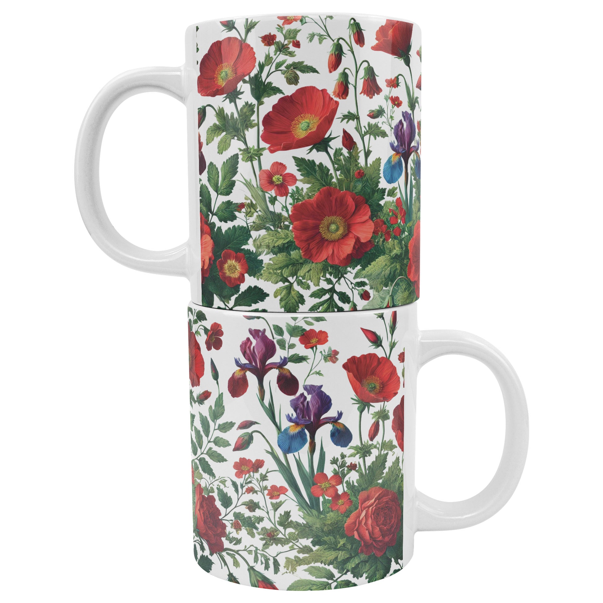 Vibrant Red Flowers 20oz Mug – Perfect for Coffee, Hot Chocolate, or Tea Bold Floral Design for a Cozy, Relaxing Sip Every Time - MRSBYVALLE