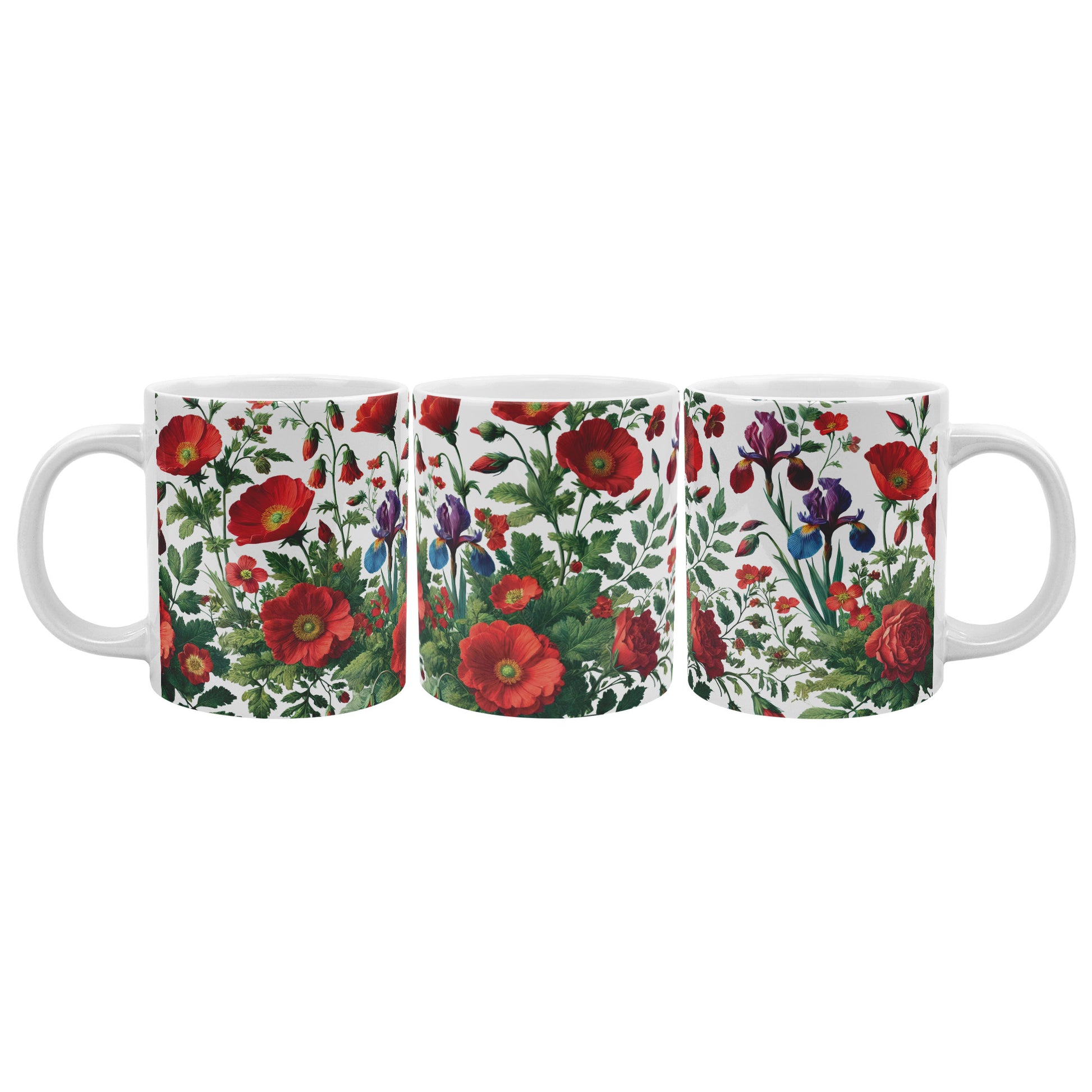 Vibrant Red Flowers 20oz Mug – Perfect for Coffee, Hot Chocolate, or Tea Bold Floral Design for a Cozy, Relaxing Sip Every Time - MRSBYVALLE