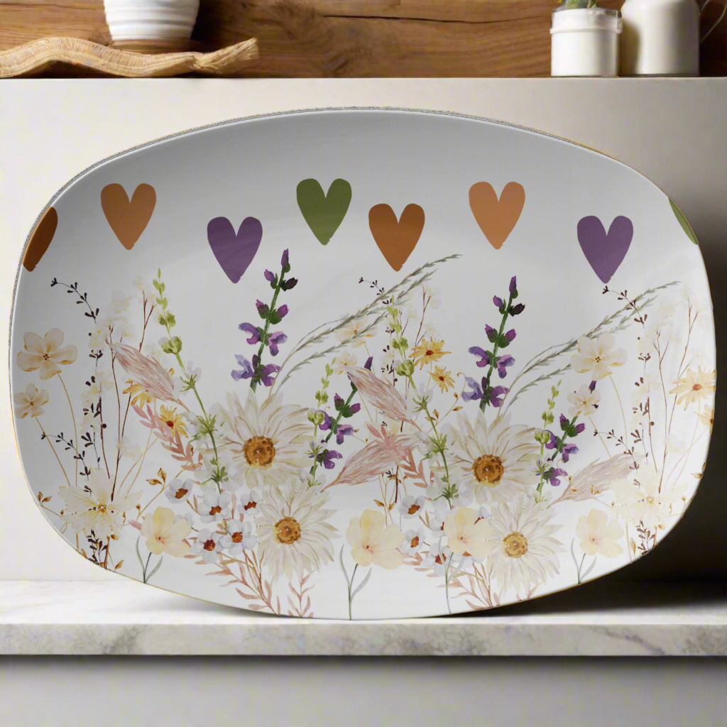 Wildflowers 10x14 Platter – Elegant Serving Dish, Oven-to-Table Ready, Microwave & Dishwasher Safe, BPA-Free, Made in the USA for Stylish & Effortless Hosting.