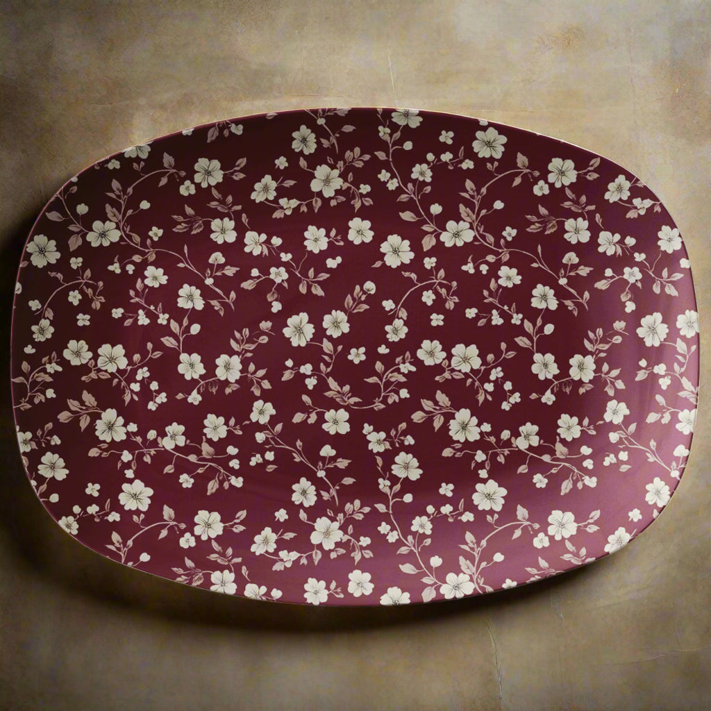 Wildflowers White Floral Platter (10x14) – A Unique Handmade USA Souvenir, Perfect Kitchen Gift & Americana Decor for Travel Enthusiasts & More