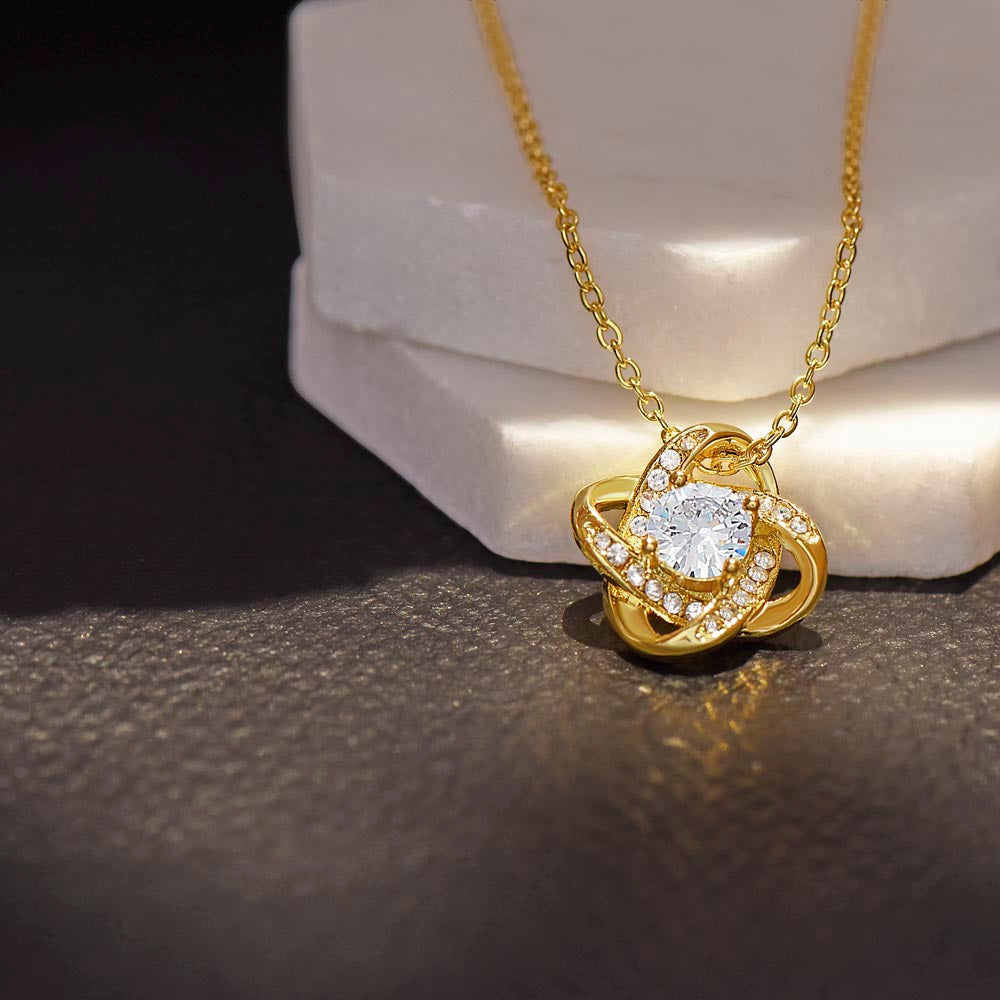 Elegant Cubic Zirconia Love Knot Necklace Premium Crystal Pendant for Timeless Style. Shop Now for Exclusive Offers on Luxurious Jewelry Essentials, Perfect gift for Mom, Daughter, Grandma - MRSBYVALLE