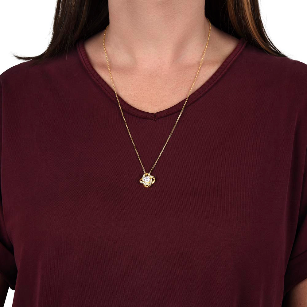 Elegant Cubic Zirconia Love Knot Necklace Premium Crystal Pendant for Timeless Style. Shop Now for Exclusive Offers on Luxurious Jewelry Essentials, Perfect gift for Mom, Daughter, Grandma - MRSBYVALLE