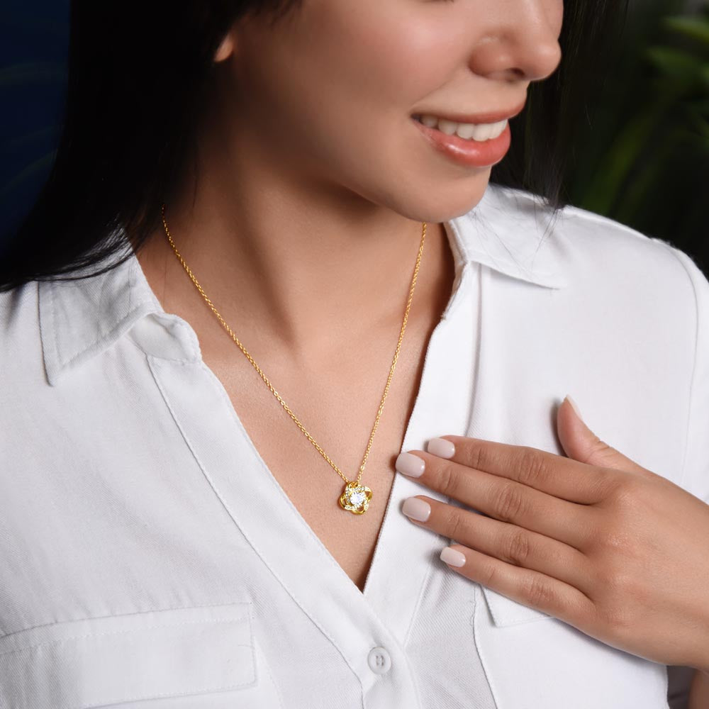 Elegant Cubic Zirconia Love Knot Necklace Premium Crystal Pendant for Timeless Style. Shop Now for Exclusive Offers on Luxurious Jewelry Essentials, Perfect gift for Mom, Daughter, Grandma - MRSBYVALLE