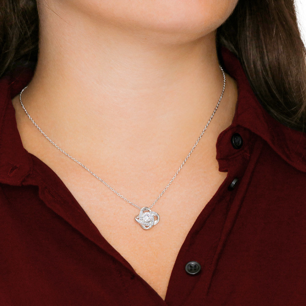 Elegant Cubic Zirconia Love Knot Necklace Premium Crystal Pendant for Timeless Style. Shop Now for Exclusive Offers on Luxurious Jewelry Essentials, Perfect gift for Mom, Daughter, Grandma - MRSBYVALLE