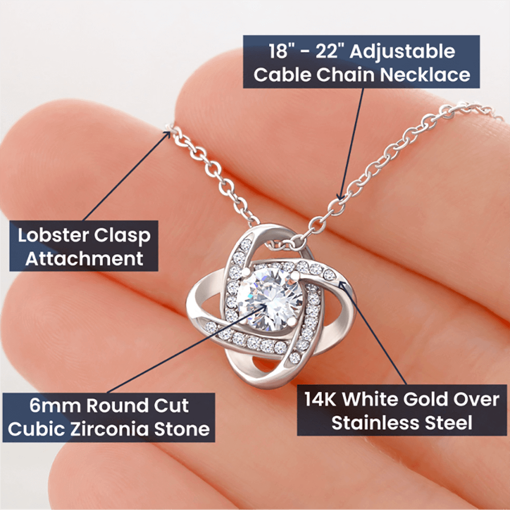 Elegant Cubic Zirconia Love Knot Necklace Premium Crystal Pendant for Timeless Style. Shop Now for Exclusive Offers on Luxurious Jewelry Essentials, Perfect gift for Mom, Daughter, Grandma - MRSBYVALLE