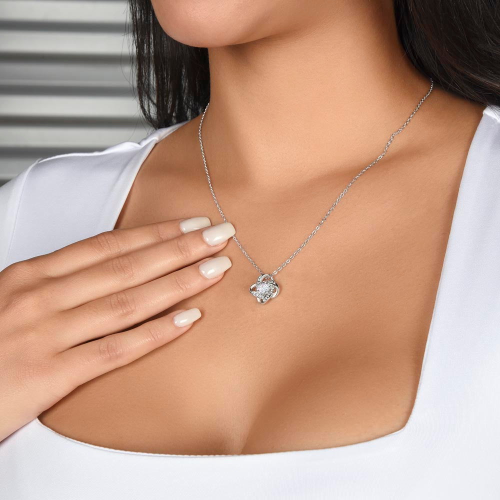 Elegant Cubic Zirconia Love Knot Necklace Premium Crystal Pendant for Timeless Style. Shop Now for Exclusive Offers on Luxurious Jewelry Essentials, Perfect gift for Mom, Daughter, Grandma - MRSBYVALLE
