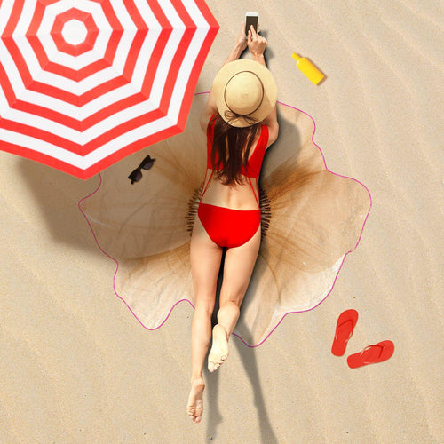Beach Towel Beach Bliss Beige Flower Shaped Towel for Stylish Summer Lounging Perfect for Beach Trips, Poolside Relaxation, and Tropical Escapes - MRSBYVALLE