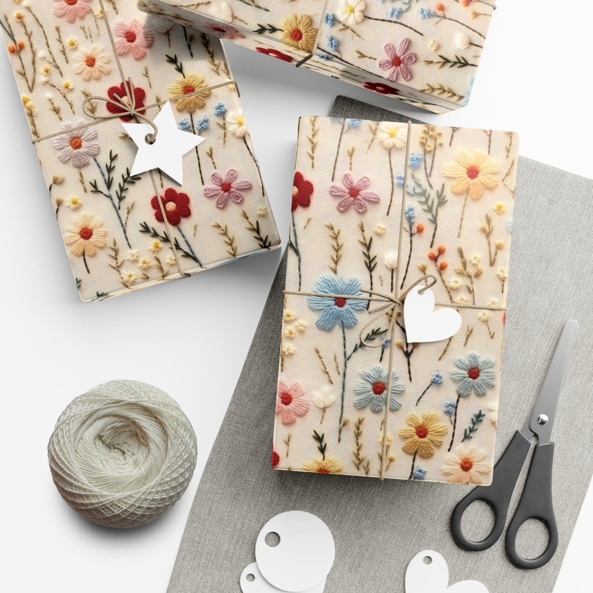 BOHO 3D Illusion Wildflowers Gift Wrap it's Perfect for Weddings, Bridal & Baby Showers Eco-Friendly, Vibrant Design in Matte/Satin, All Occasion - MRSBYVALLE