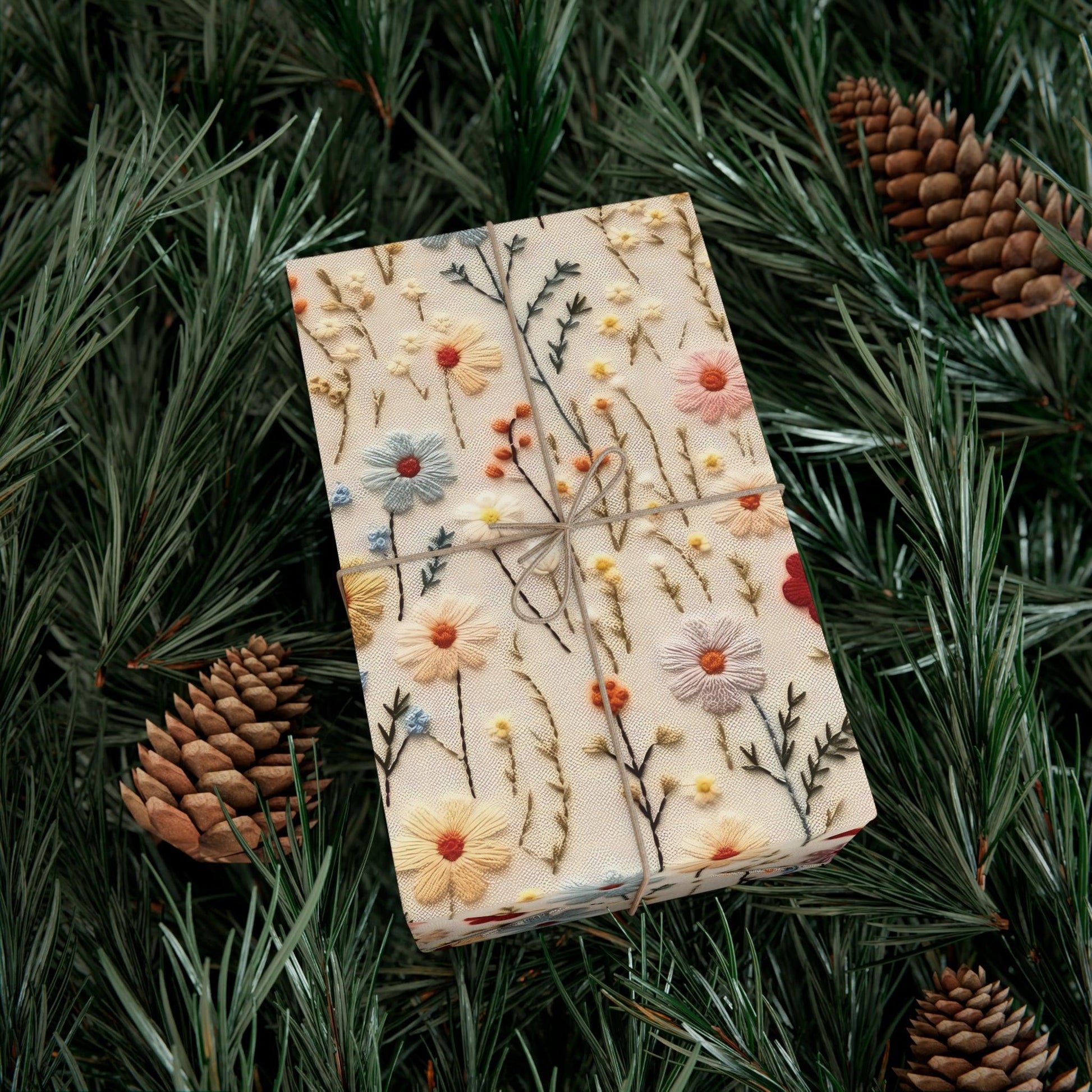 BOHO 3D Illusion Wildflowers Gift Wrap it's Perfect for Weddings, Bridal & Baby Showers Eco-Friendly, Vibrant Design in Matte/Satin, All Occasion - MRSBYVALLE