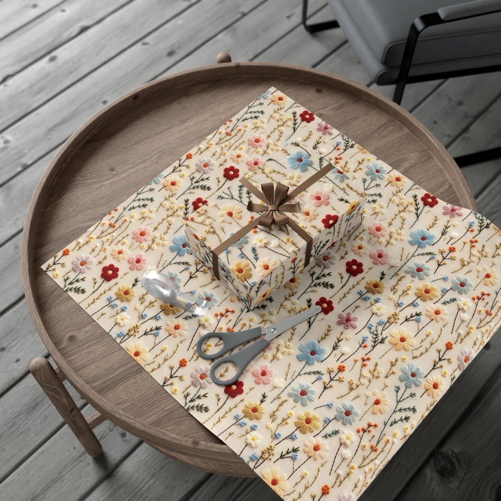 BOHO 3D Illusion Wildflowers Gift Wrap it's Perfect for Weddings, Bridal & Baby Showers Eco-Friendly, Vibrant Design in Matte/Satin, All Occasion - MRSBYVALLE