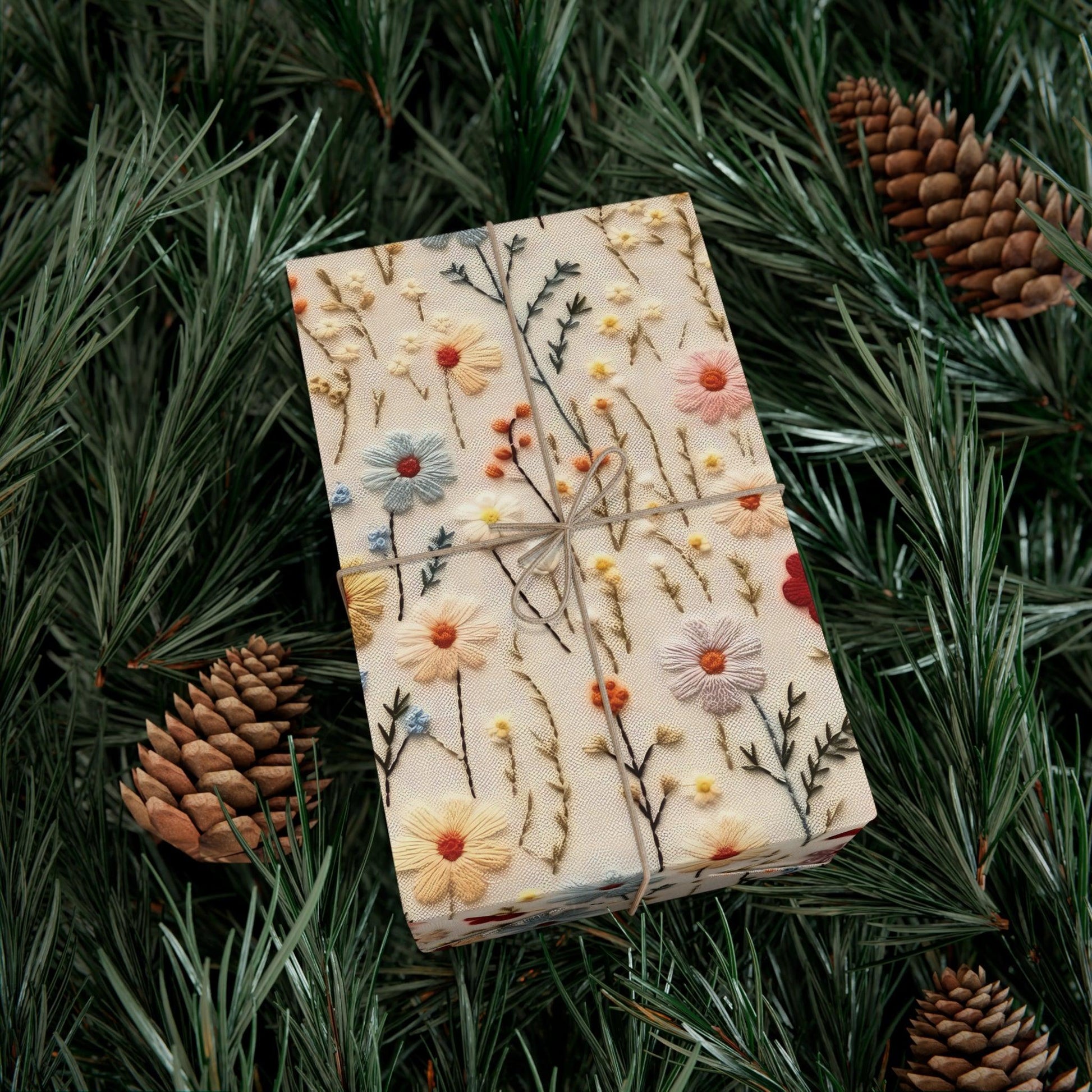 BOHO 3D Illusion Wildflowers Gift Wrap it's Perfect for Weddings, Bridal & Baby Showers Eco-Friendly, Vibrant Design in Matte/Satin, All Occasion - MRSBYVALLE