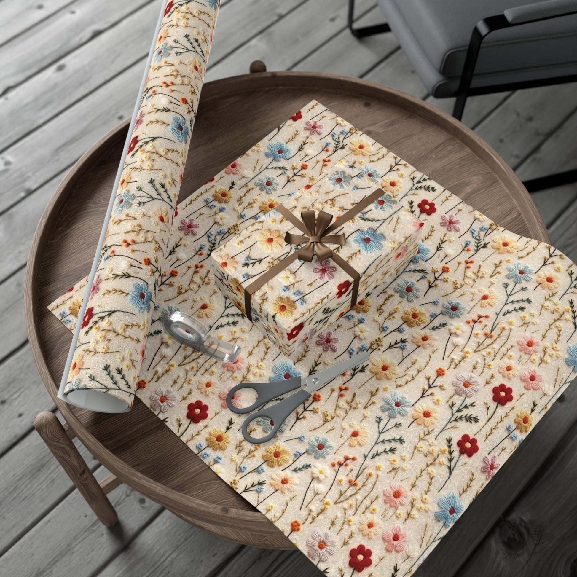 BOHO 3D Illusion Wildflowers Gift Wrap it's Perfect for Weddings, Bridal & Baby Showers Eco-Friendly, Vibrant Design in Matte/Satin, All Occasion - MRSBYVALLE