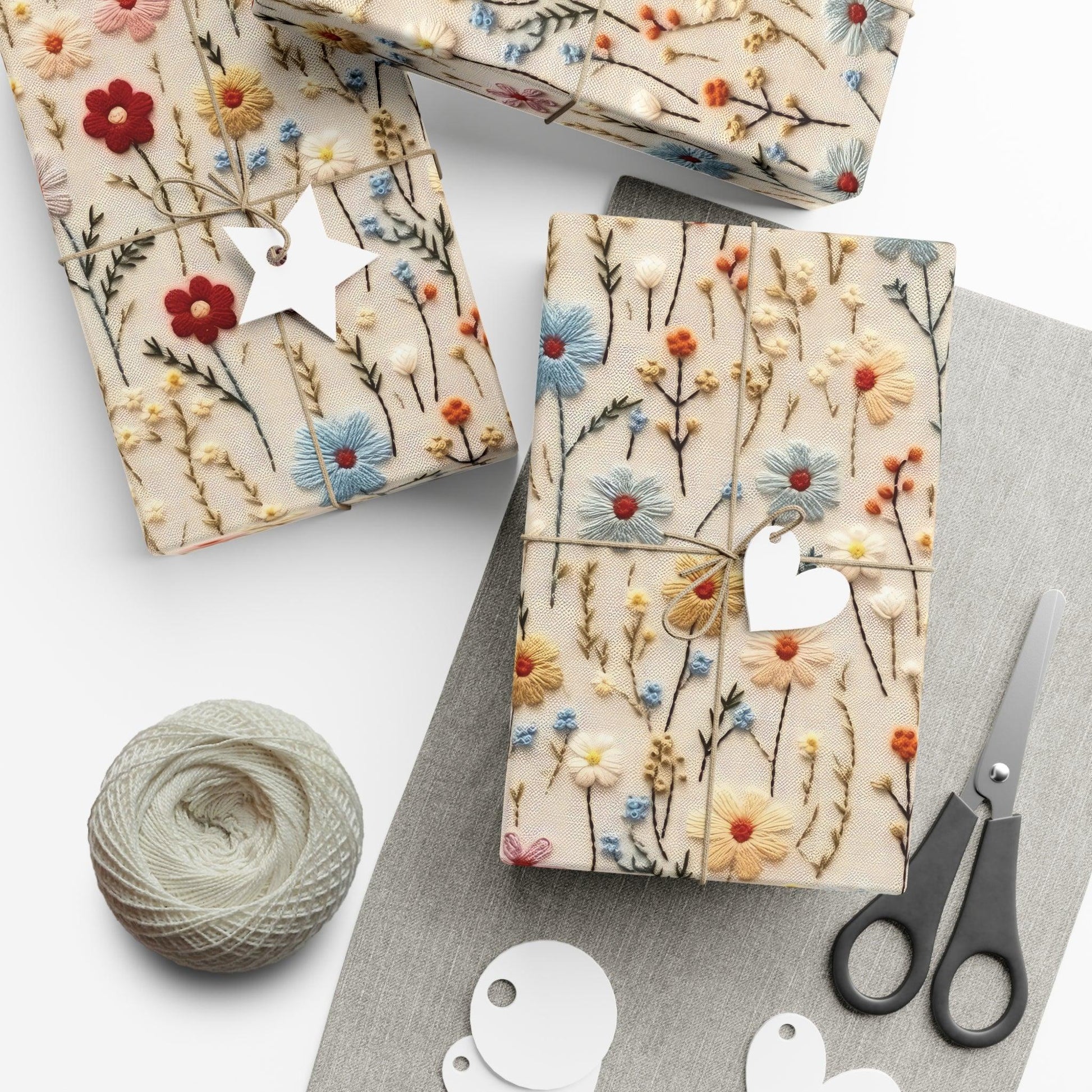 BOHO 3D Illusion Wildflowers Gift Wrap it's Perfect for Weddings, Bridal & Baby Showers Eco-Friendly, Vibrant Design in Matte/Satin, All Occasion - MRSBYVALLE
