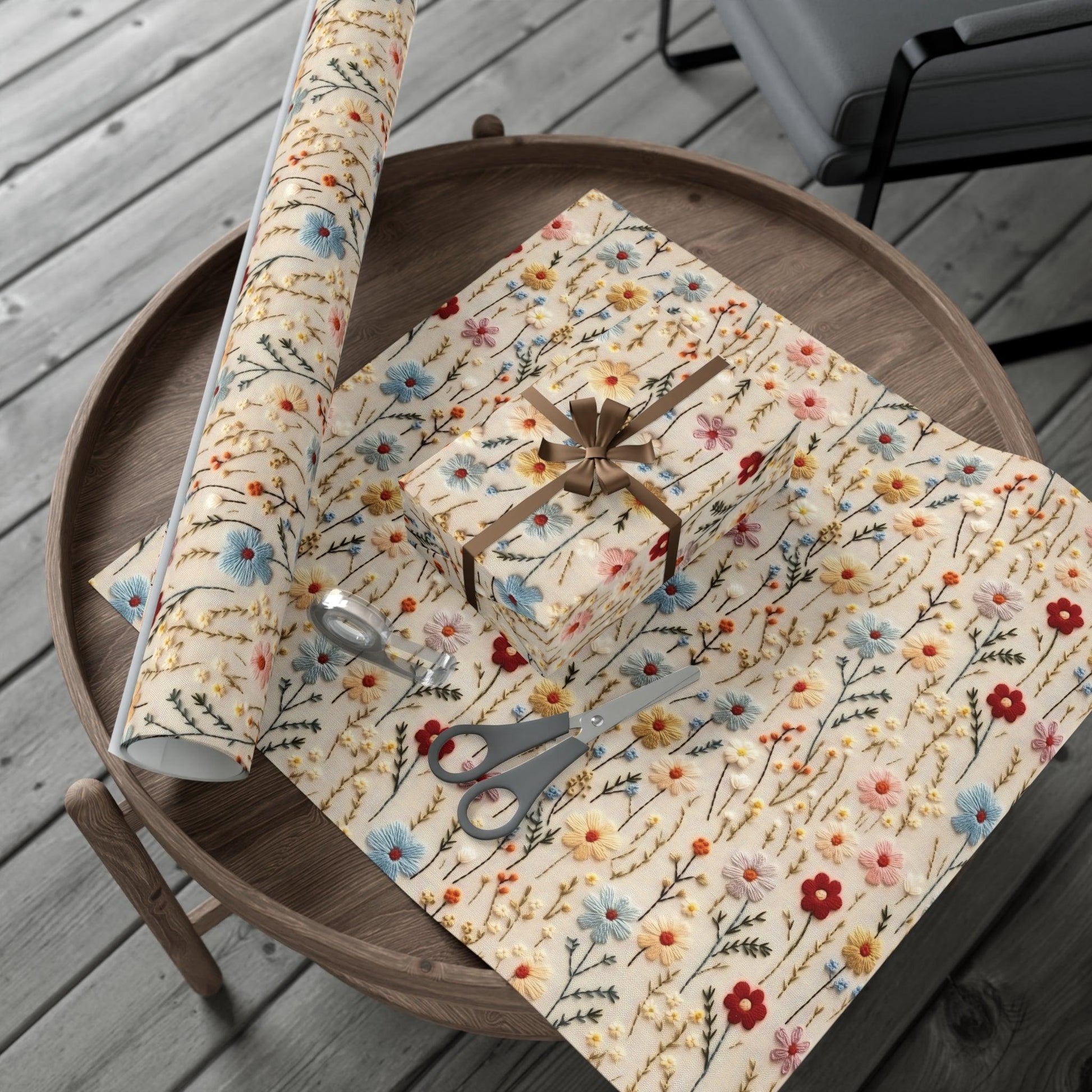 BOHO 3D Illusion Wildflowers Gift Wrap it's Perfect for Weddings, Bridal & Baby Showers Eco-Friendly, Vibrant Design in Matte/Satin, All Occasion - MRSBYVALLE