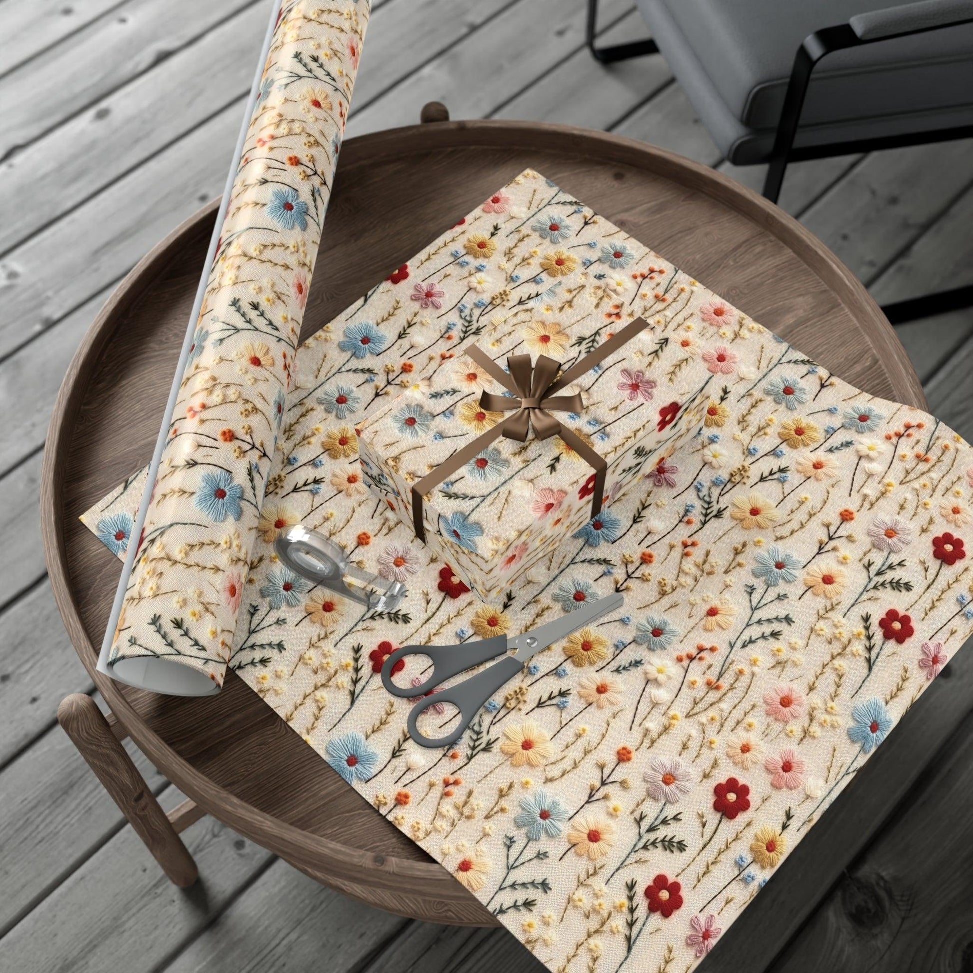 BOHO 3D Illusion Wildflowers Gift Wrap it's Perfect for Weddings, Bridal & Baby Showers Eco-Friendly, Vibrant Design in Matte/Satin, All Occasion - MRSBYVALLE
