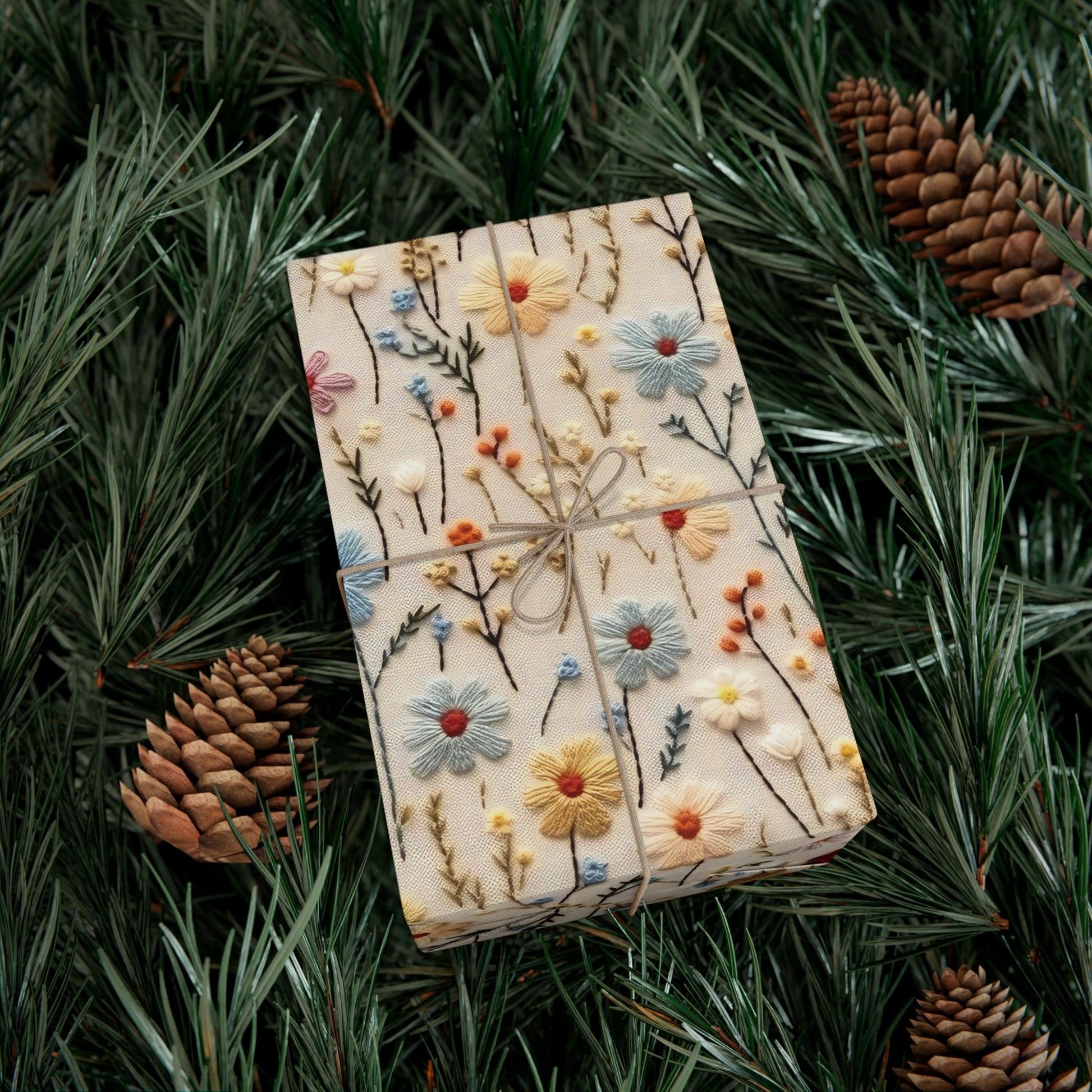 BOHO 3D Illusion Wildflowers Gift Wrap it's Perfect for Weddings, Bridal & Baby Showers Eco-Friendly, Vibrant Design in Matte/Satin, All Occasion - MRSBYVALLE
