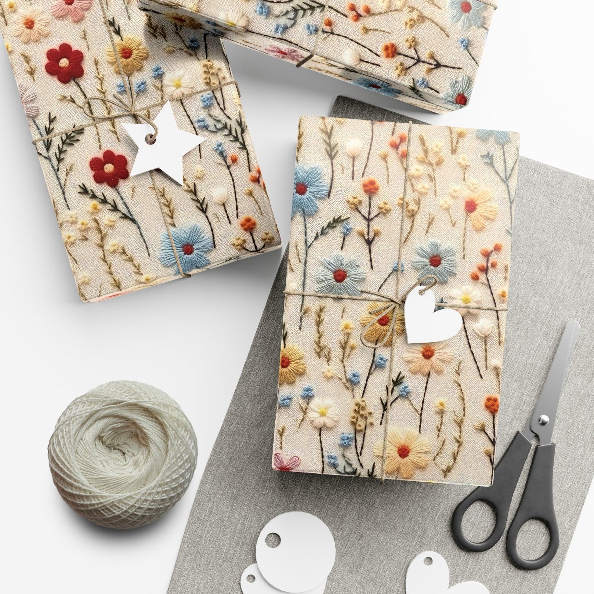 BOHO 3D Illusion Wildflowers Gift Wrap it's Perfect for Weddings, Bridal & Baby Showers Eco-Friendly, Vibrant Design in Matte/Satin, All Occasion - MRSBYVALLE