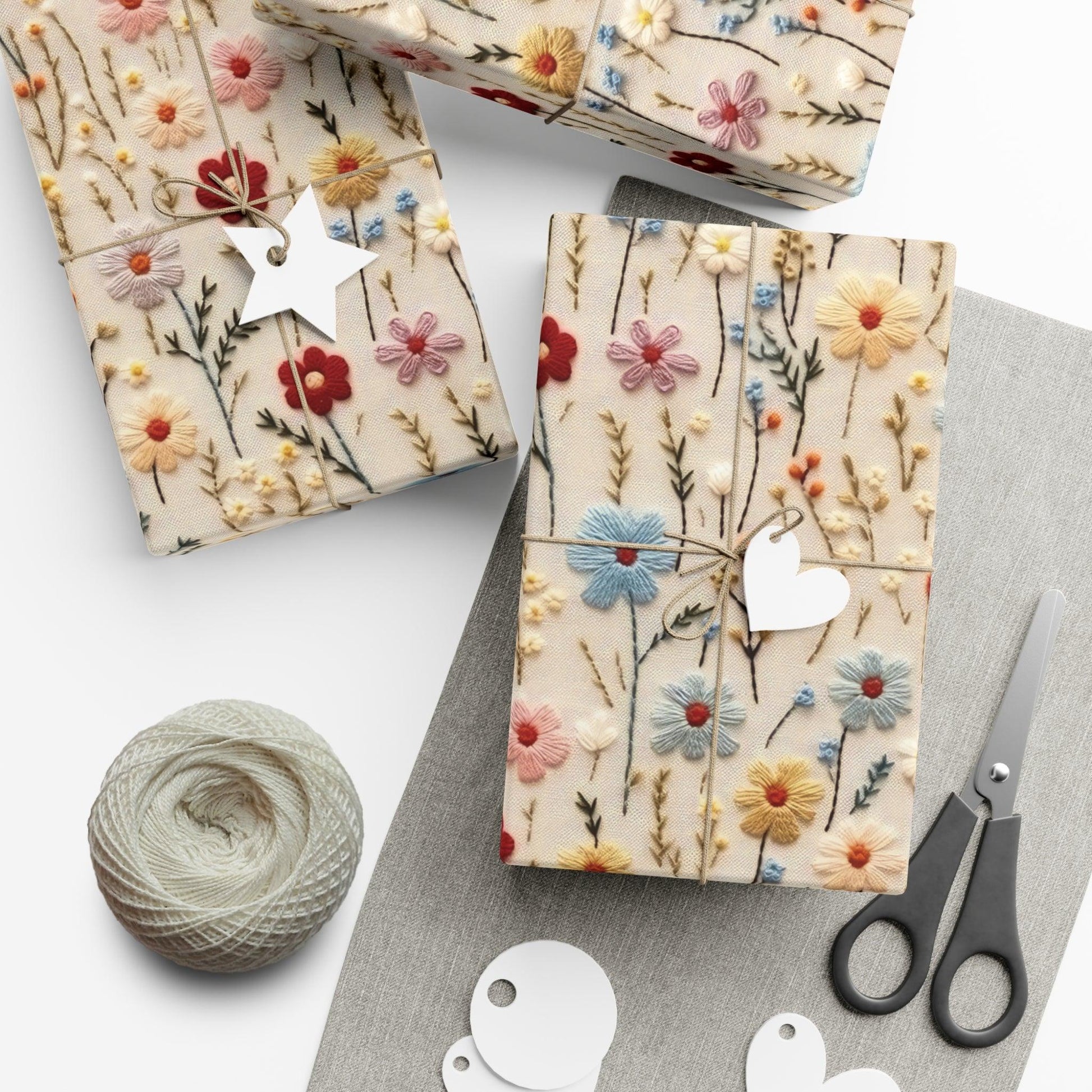BOHO 3D Illusion Wildflowers Gift Wrap it's Perfect for Weddings, Bridal & Baby Showers Eco-Friendly, Vibrant Design in Matte/Satin, All Occasion - MRSBYVALLE